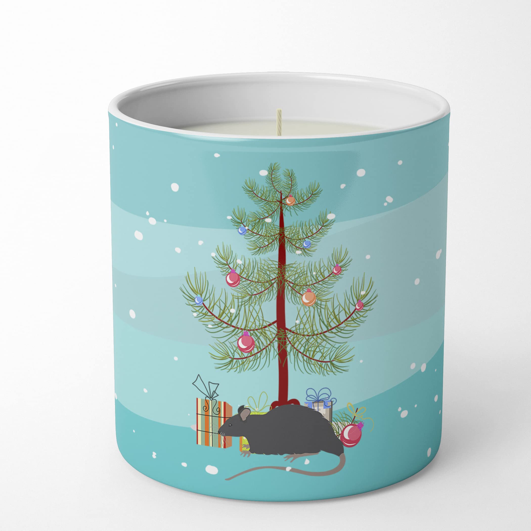 Carolines Treasures CK4468CDL Black Rat Merry Christmas 10 oz Decorative Soy Candle Nature Soy Wax Essential Oil Home Decor Ideal for Bedroom Kitchen Bath Office Gift, 10 oz