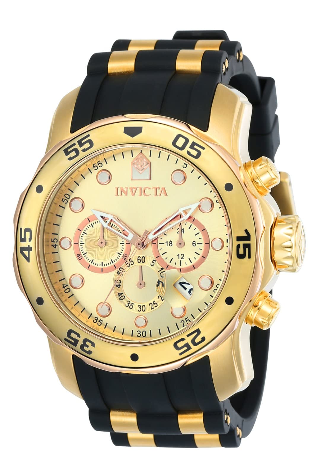 Invicta Mens 17884 Pro Diver Quartz Multifunction Gold Dial Watch