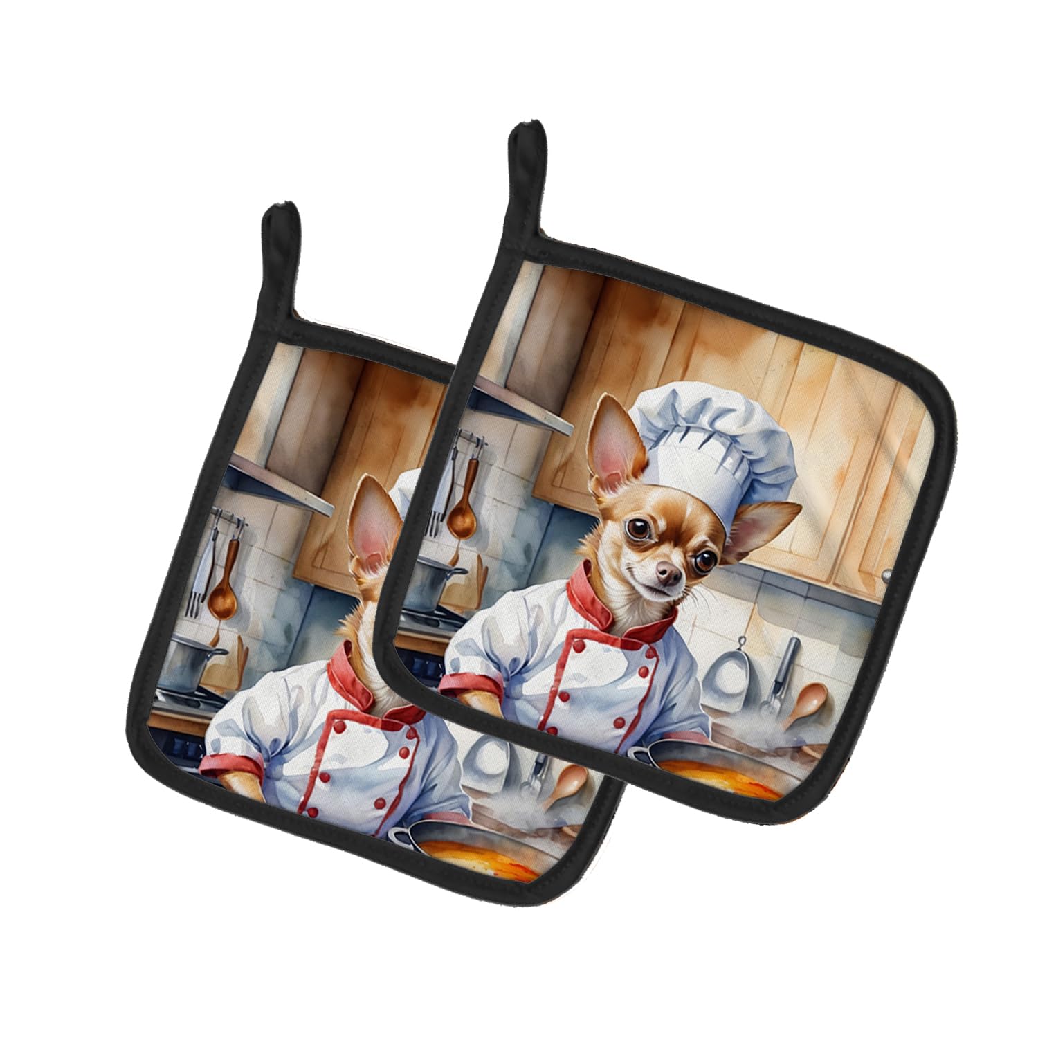 Chihuahua The Chef Pair of Pot Holders
