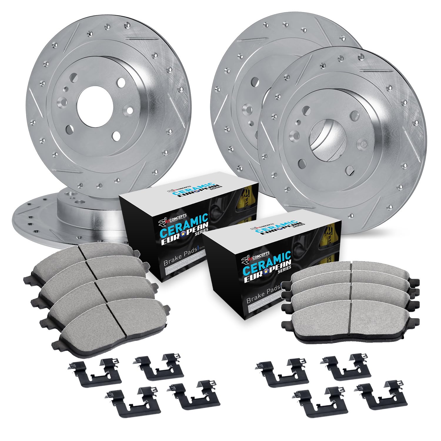 R1 Concepts Drilled and Slotted Silver Disc Brake Rotor Set WGPN2-28000
