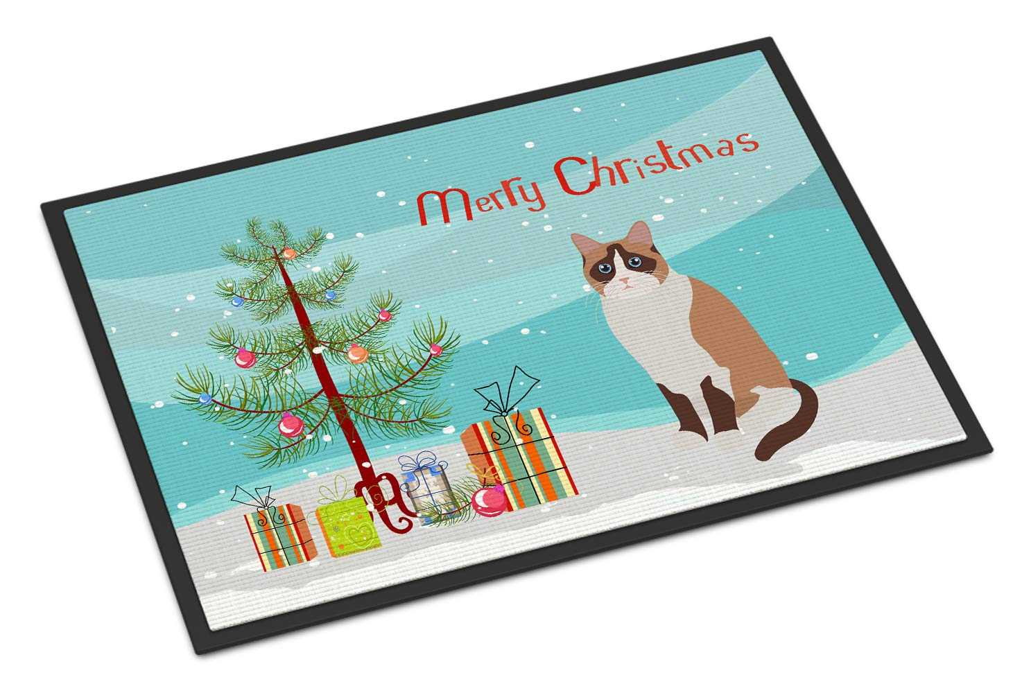 Carolines Treasures CK4797MAT Snowshoe #1 Cat Merry Christmas Doormat 18x27 Front Door Mat Indoor Outdoor Rugs for Entryway, Non Slip Washable Low Pile, 18H X 27W