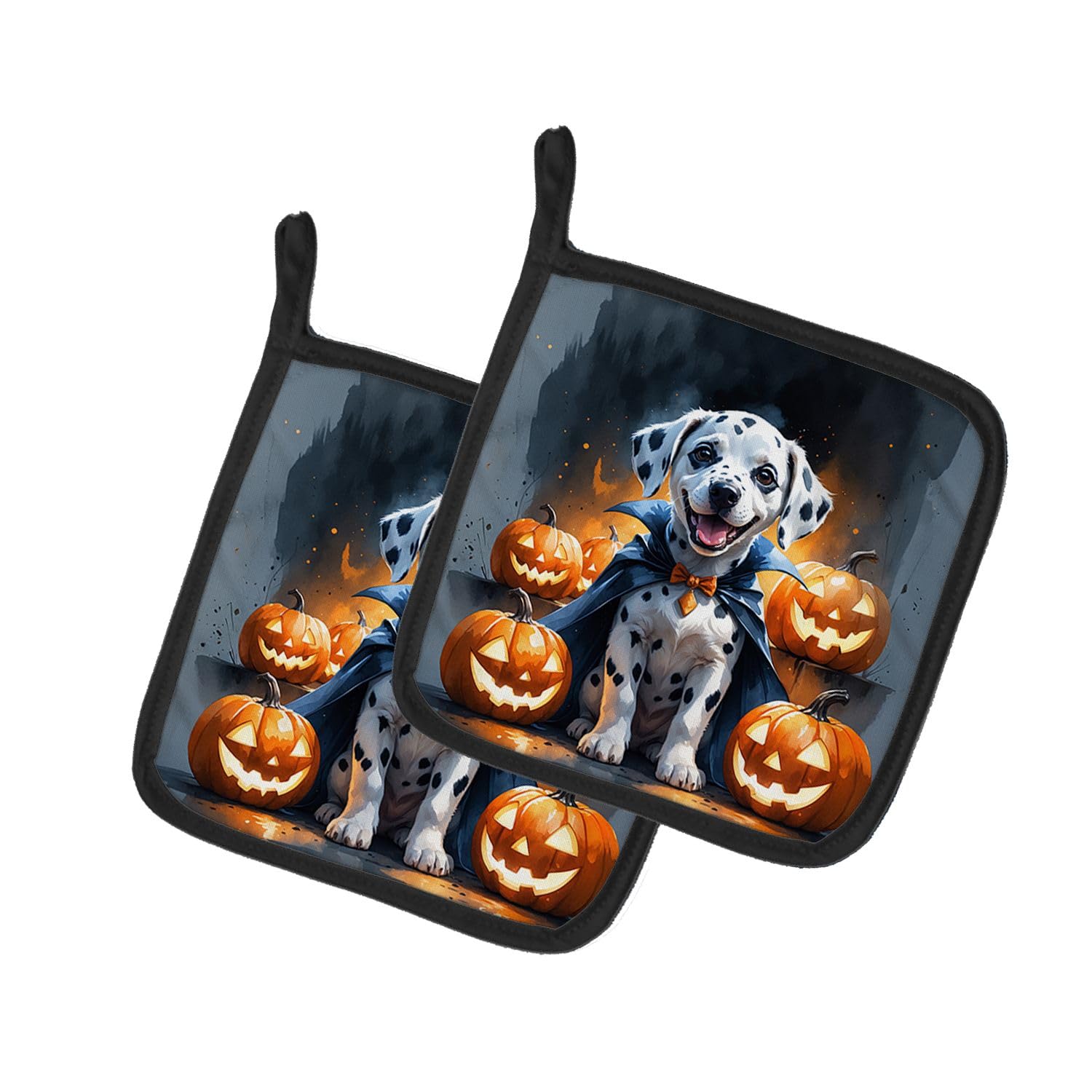 Carolines Treasures Dalmatian Puppy Halloween Pair of Pot Holders Kitchen Heat Resistant Pot Holders Sets Oven Hot Pads for Cooking Baking BBQ, 7 1/2 x 7 1/2