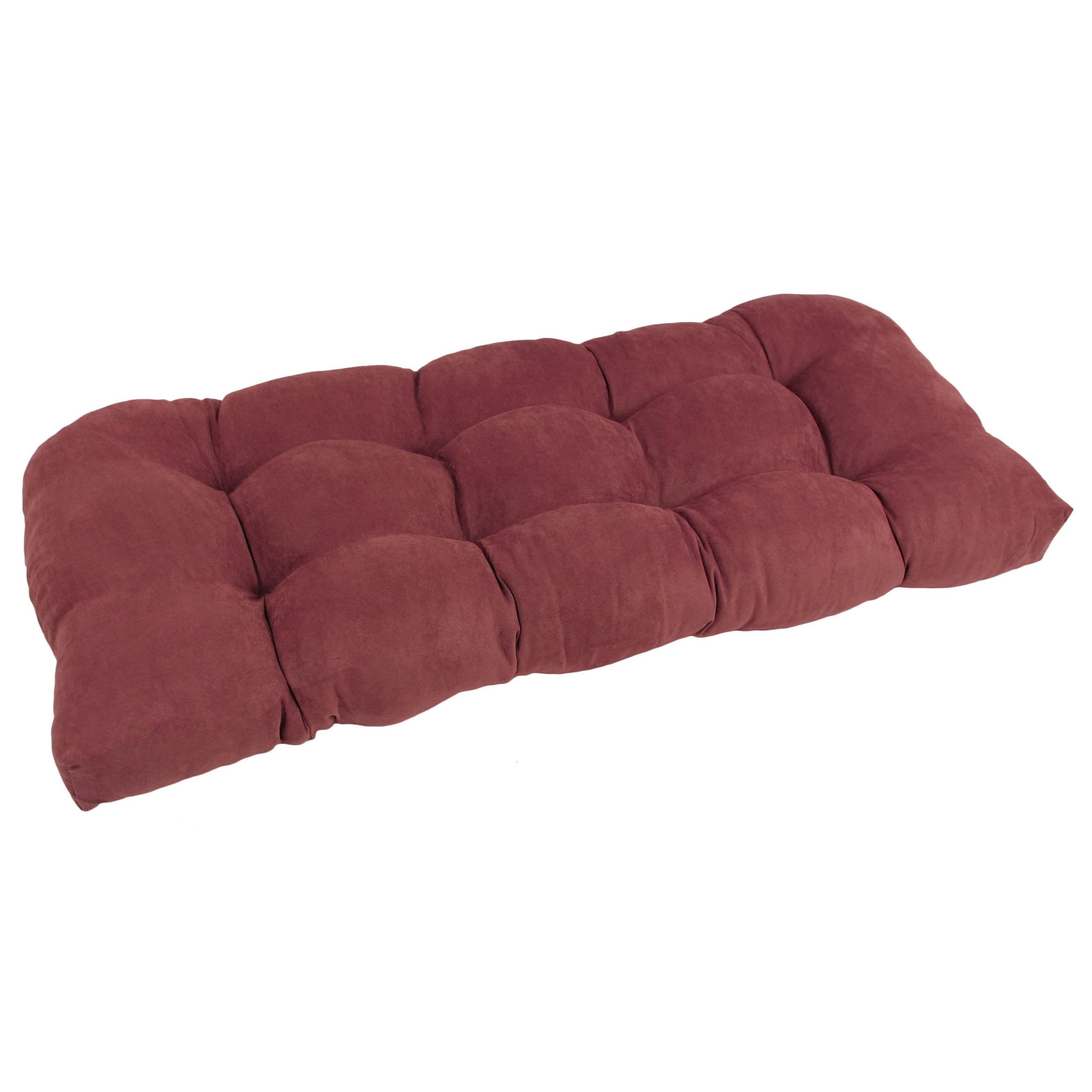42-inch by 19-inch U-Shaped Micro Suede Polyester Tufted Settee/Bench Cushion - Red Wine