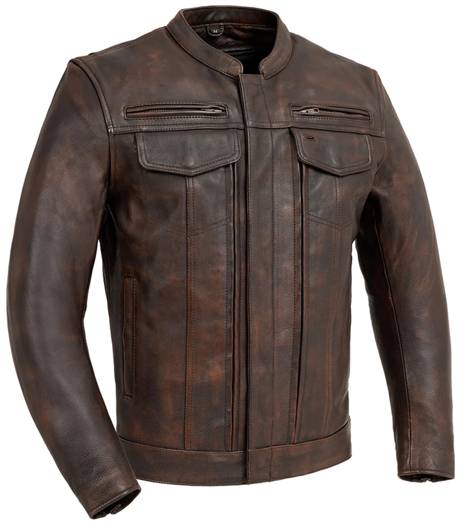 Raider Mens Motorcycle Leather Jacket - Copper