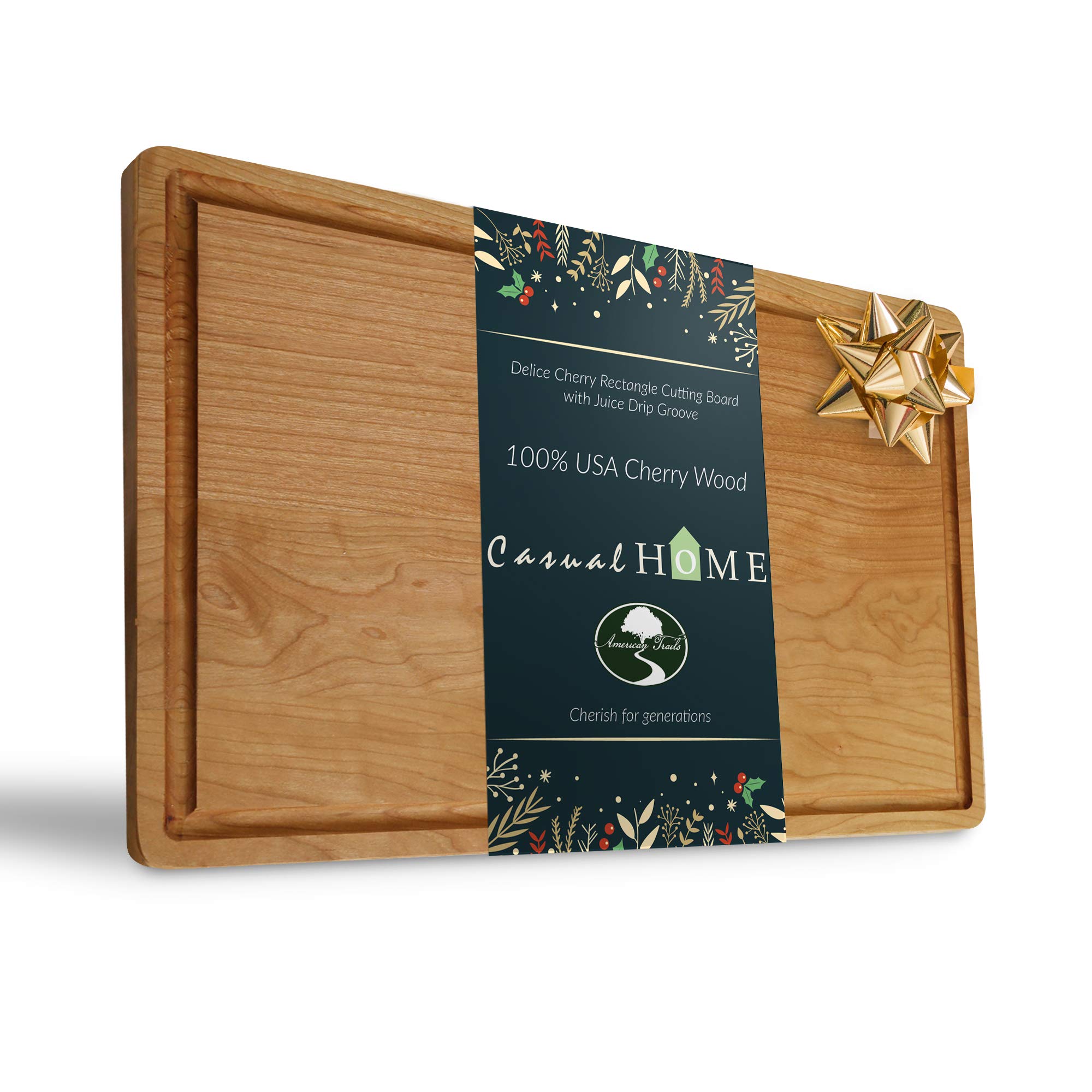 Delice Cherry Rectangle Cutting Board with Juice Drip Groove