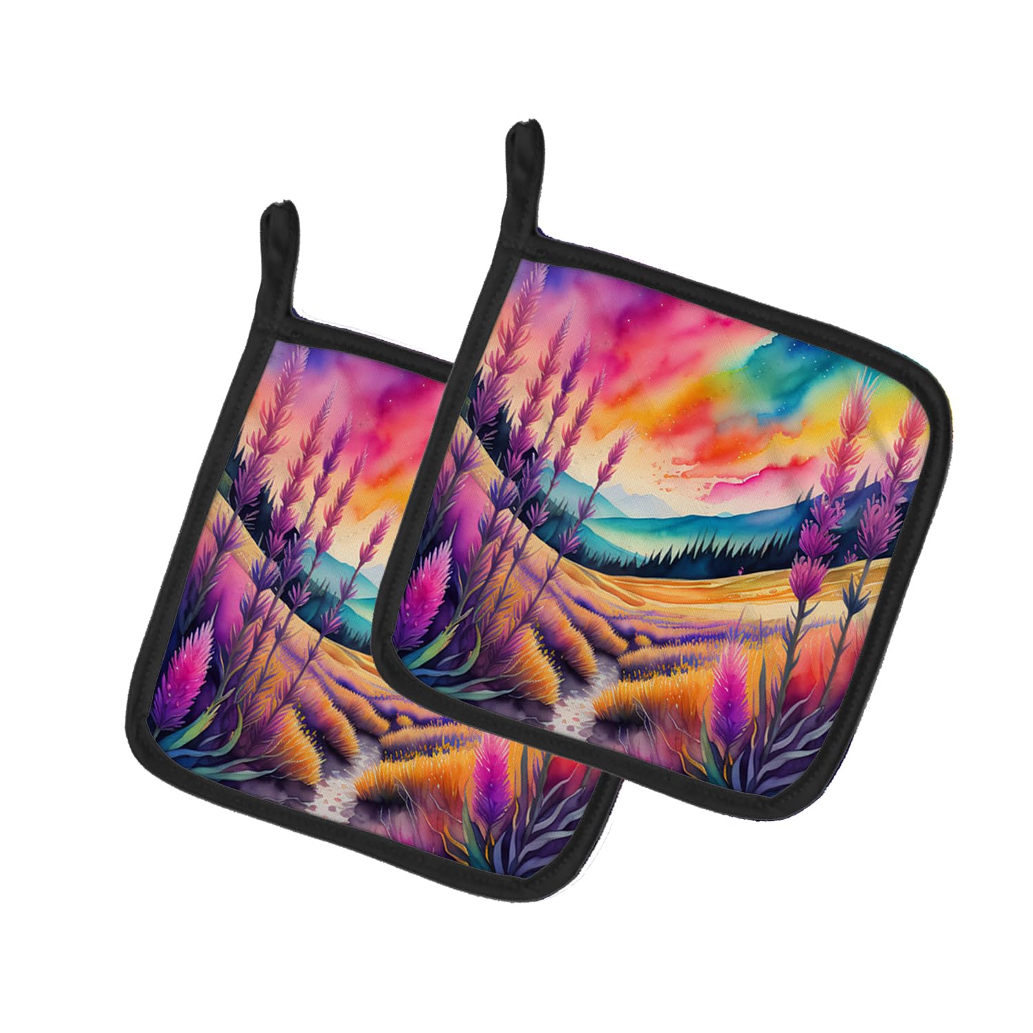 Colorful Liatris Pair of Pot Holders