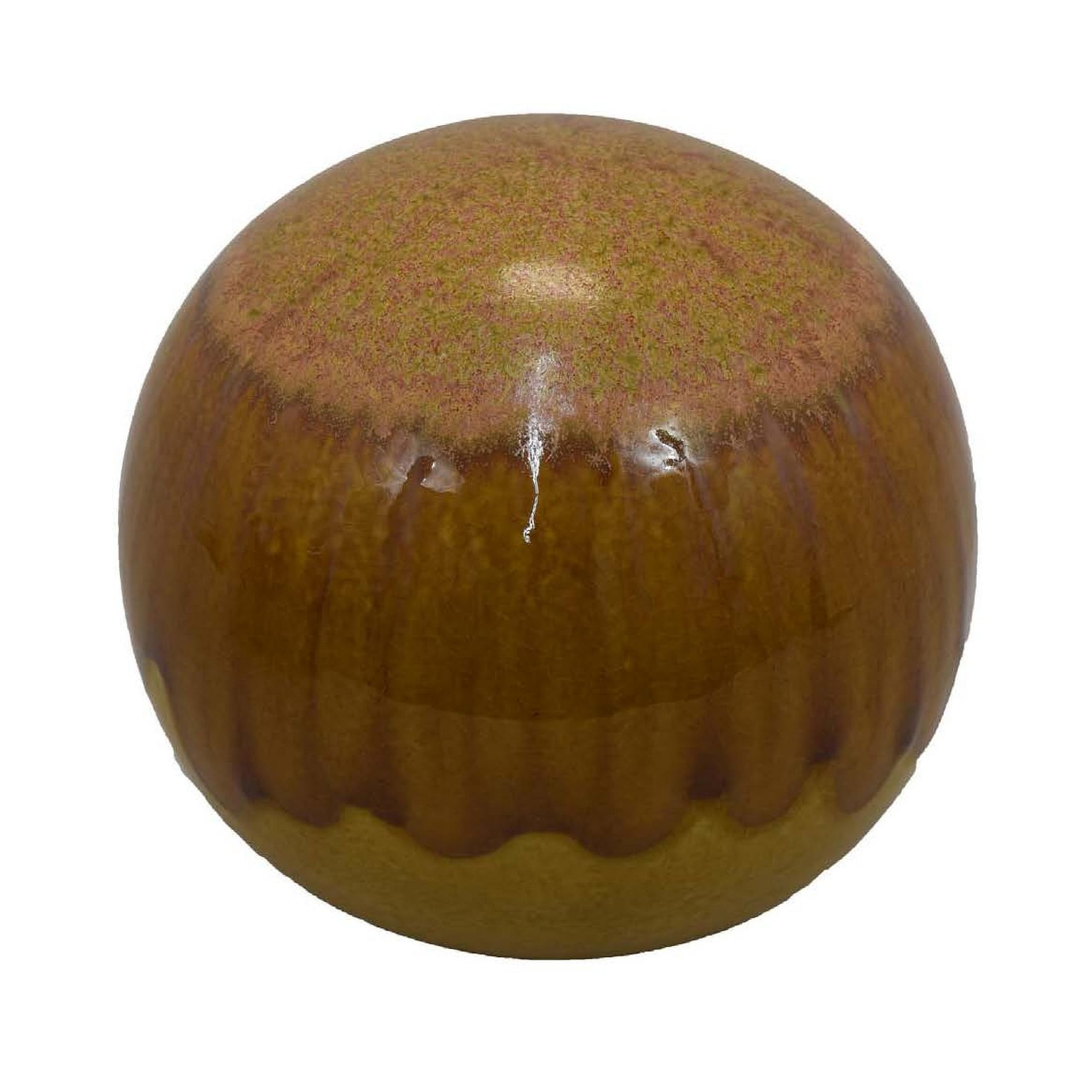 Mary Tabletop Accent Decor, Modern Round Orb, 10 Inch Brown Ceramic