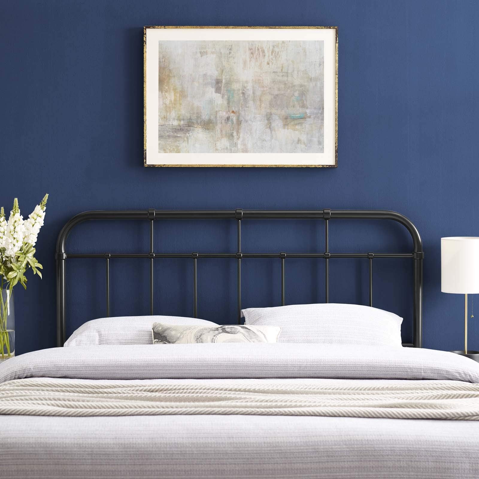 Alessia Queen Metal Headboard - Black