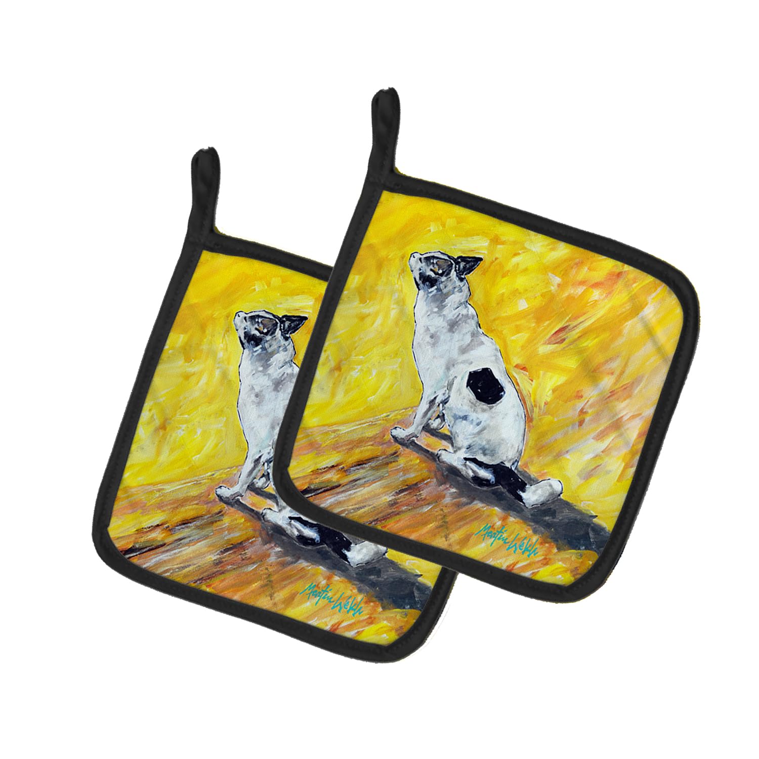 Sleeping In The Sunshine Dog Pair of Pot Holders