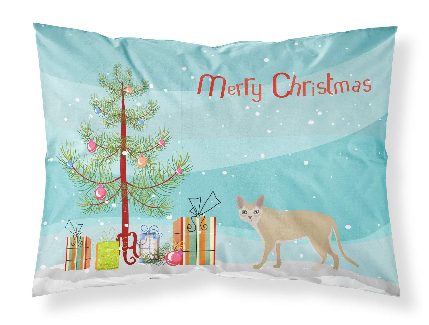Carolines Treasures CK4716PILLOWCASE Singapura Cat Merry Christmas Fabric Standard Pillowcase Lightweight Super Soft Easy Care Decorative Artwork Pillowcase, Standard