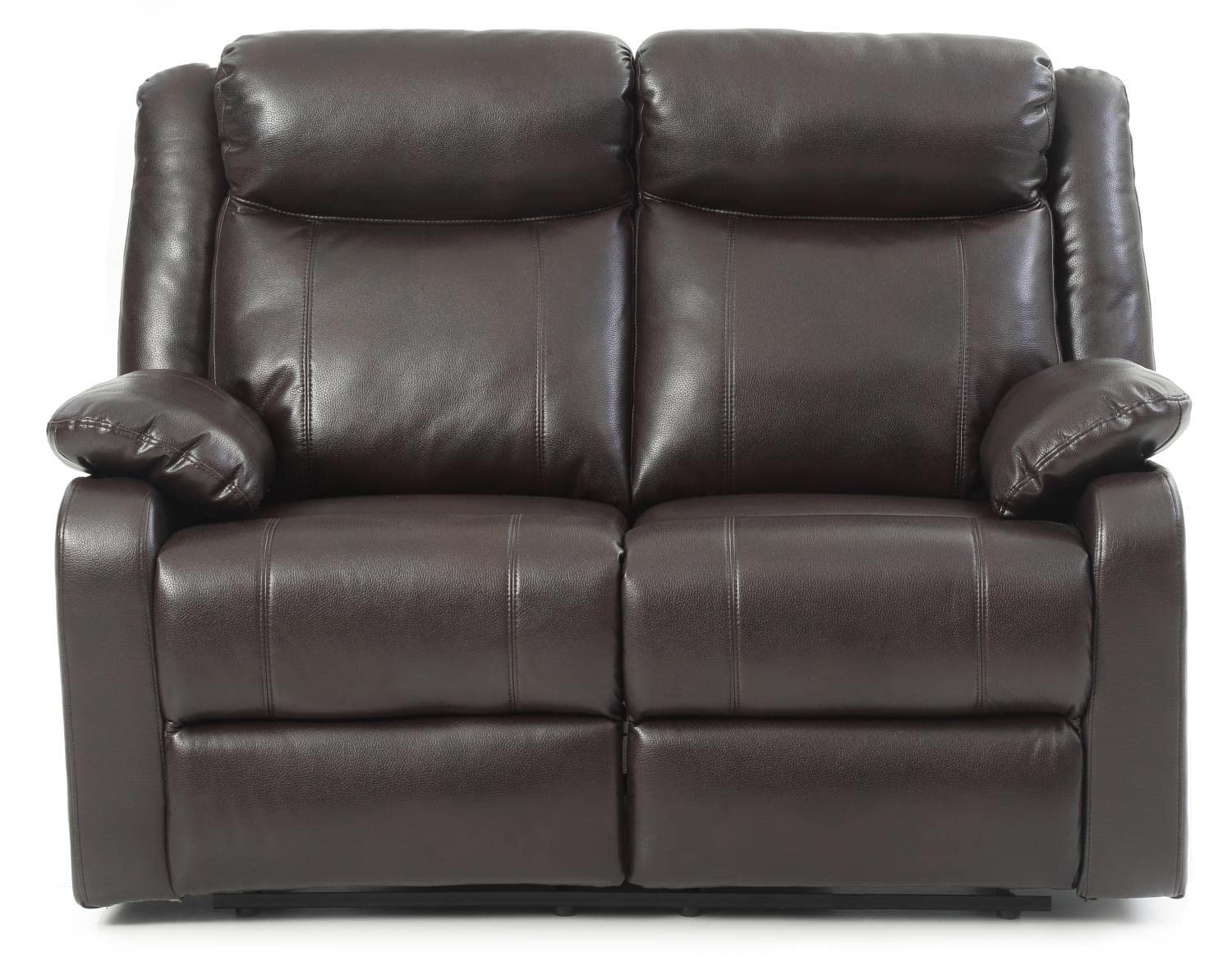 Ward 55 in. Dark Brown Faux leather 2-Seater Reclining Sofa with Pillow Top Arm