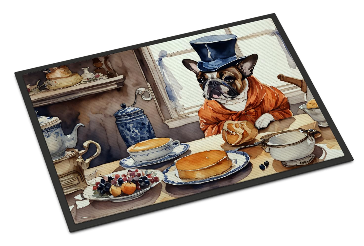 Carolines Treasures DAC1772MAT French Bulldog Fall Kitchen Pumpkins Doormat 18x27 Front Door Mat Indoor Outdoor Rugs for Entryway, Non Slip Washable Low Pile, 18H X 27W