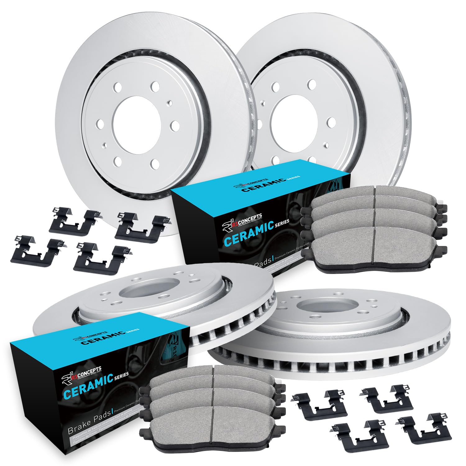 R1 Concepts Carbon Coated Disc Brake Rotor Set with Ceramic Pads and Hardware WDWH2-48015
