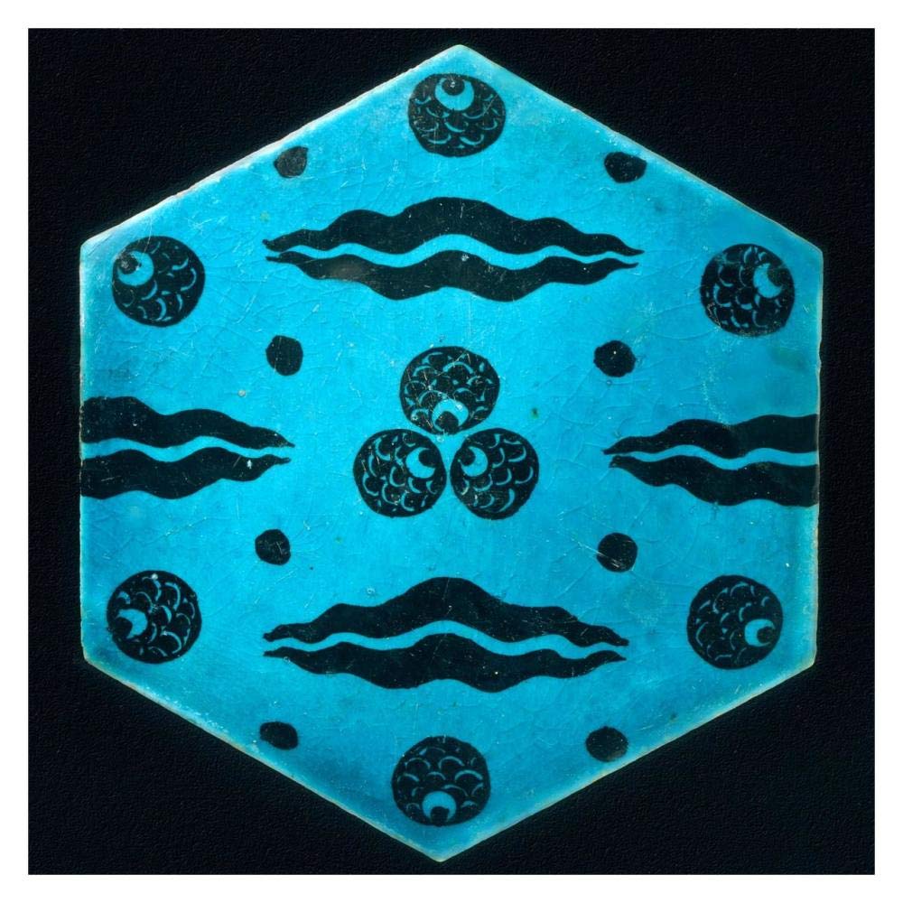 Blue Hexagonal Tile-Paper Art-32x32”