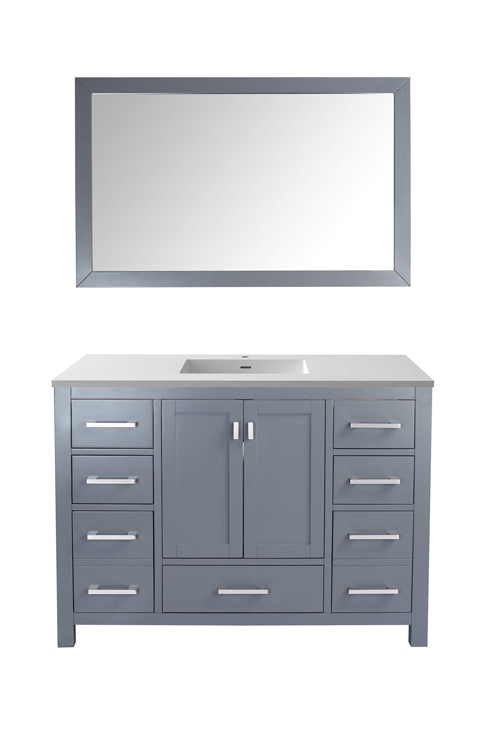 Wilson 48 - Grey Cabinet + Matte White VIVA Stone Solid Surface Countertop