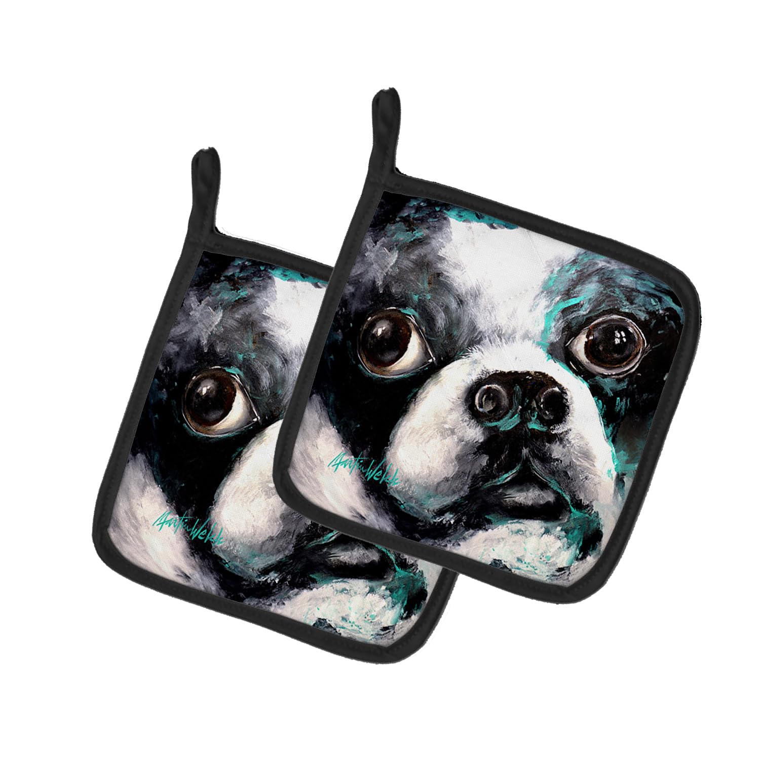Boston Terrier Pretty Please Pair of Pot Holders