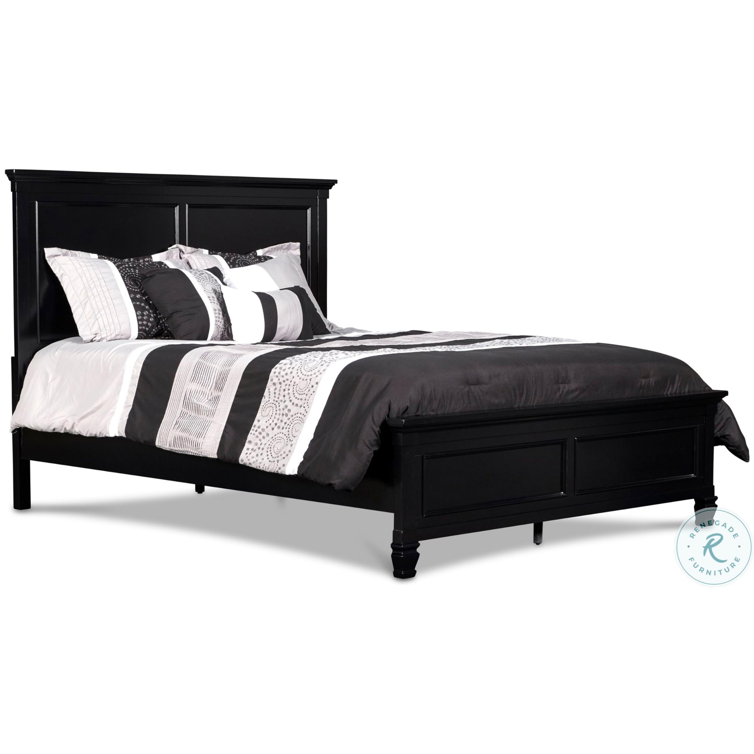 Umi King Size Bed, Classic Panel Design with Molded Details, Black Wood