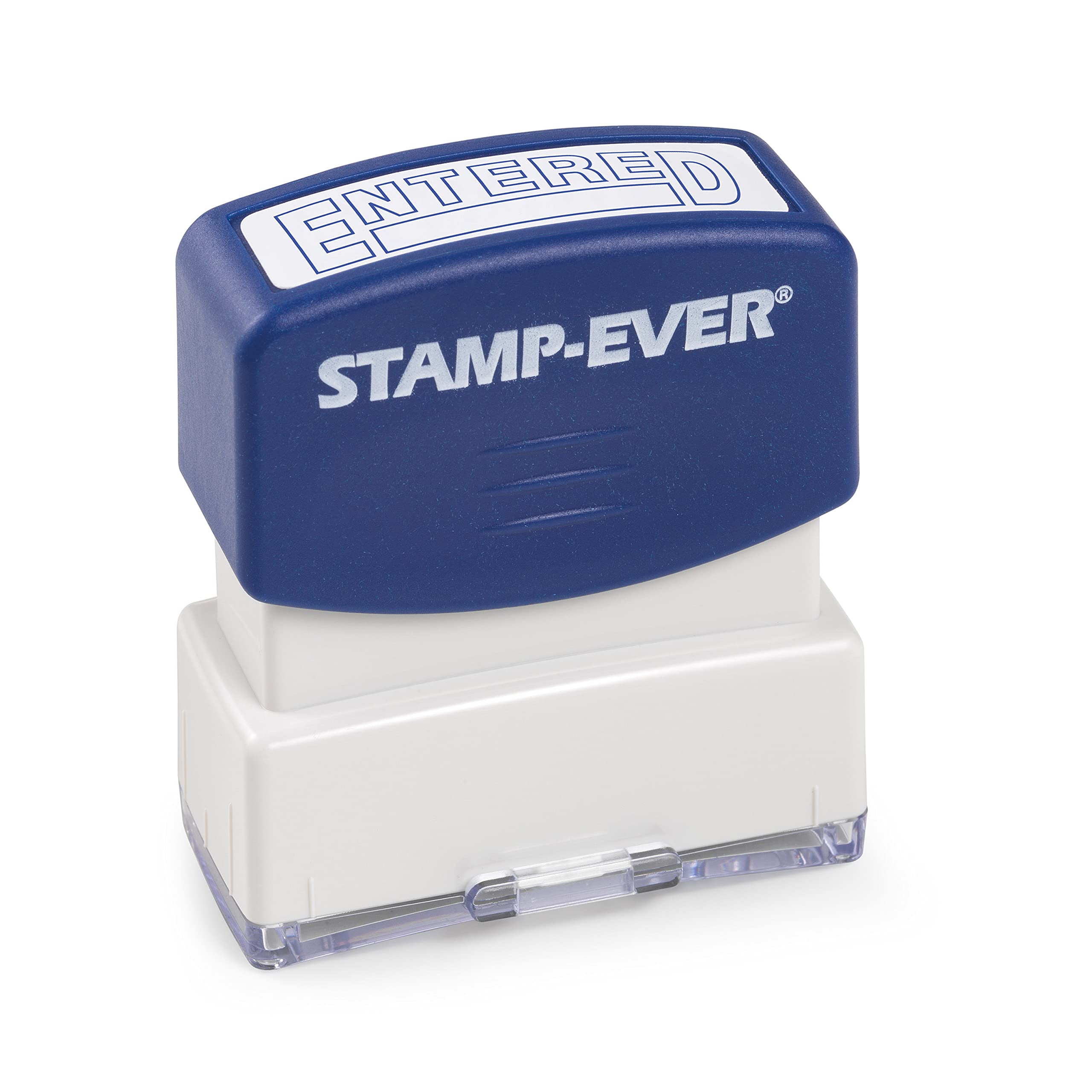 Stamp-Ever Pre-Inked Message Stamp - Entered, Blue Ink - Impression Size: 9/16 x 1-11/16”