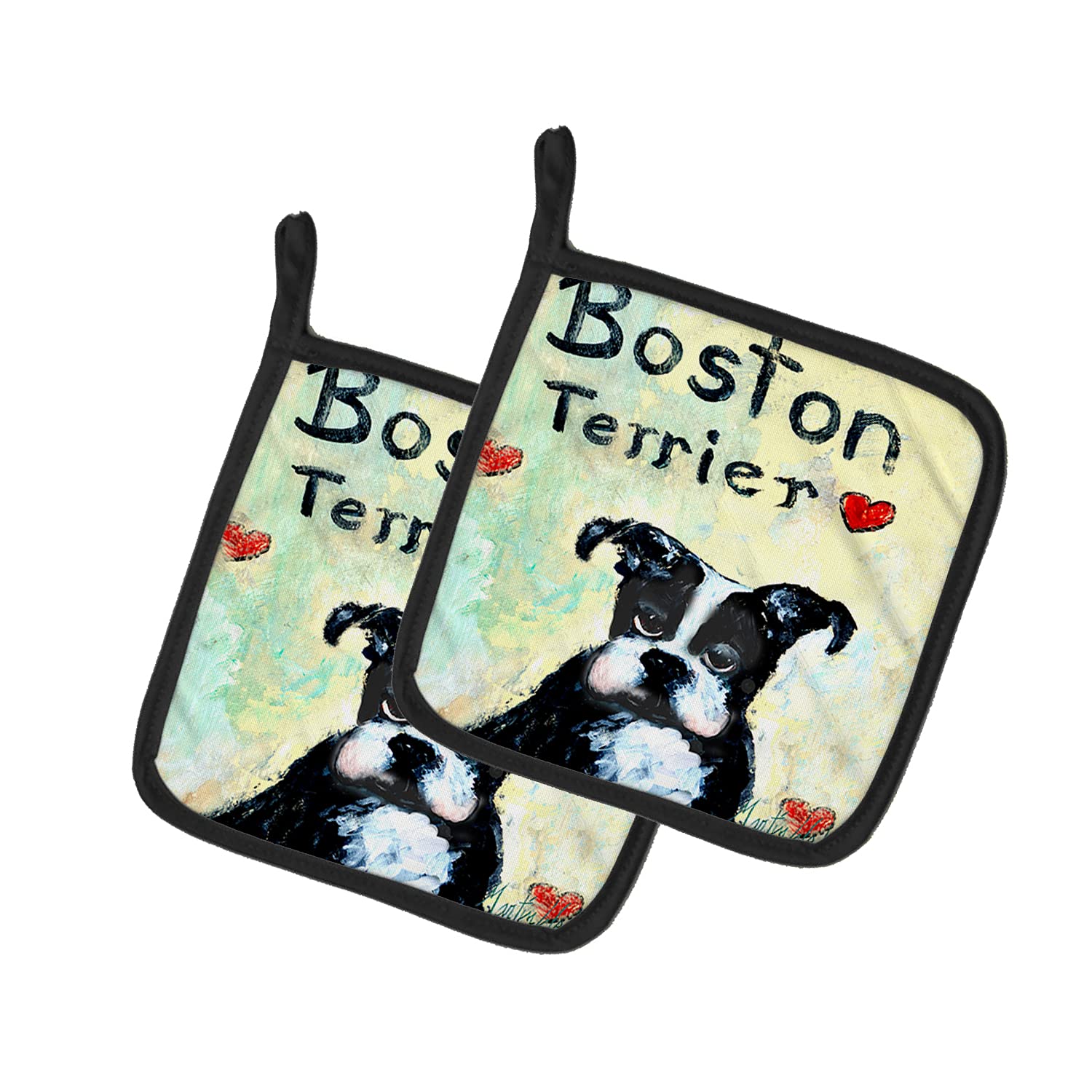 Boston Terrier Wheres my Bibb Pair of Pot Holders