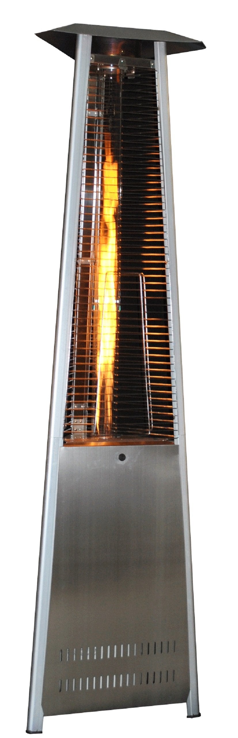 SUNHEAT Contemporary Triangle Design Portable Propane Patio Heater with Decorative Variable Flame-Stainless Steel