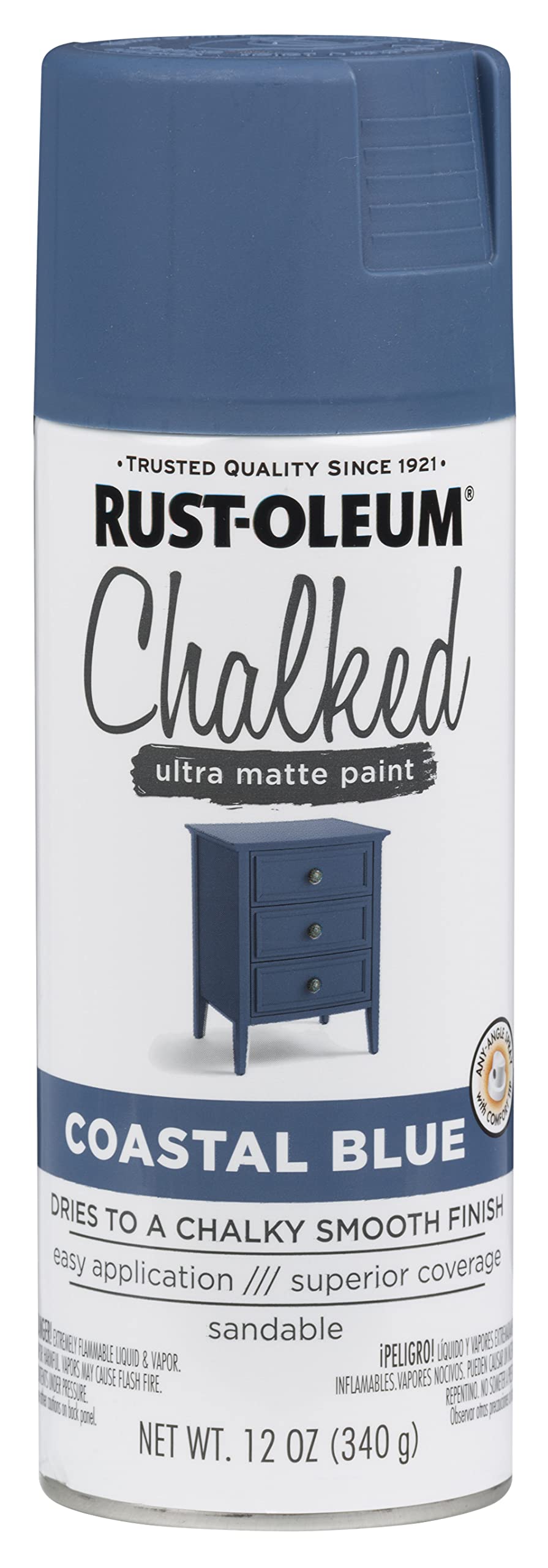 Rust-Oleum 302598 Series Chalked Ultra Matte Spray Paint, 12 Ounce (Pack Of 1), Coastal Blue