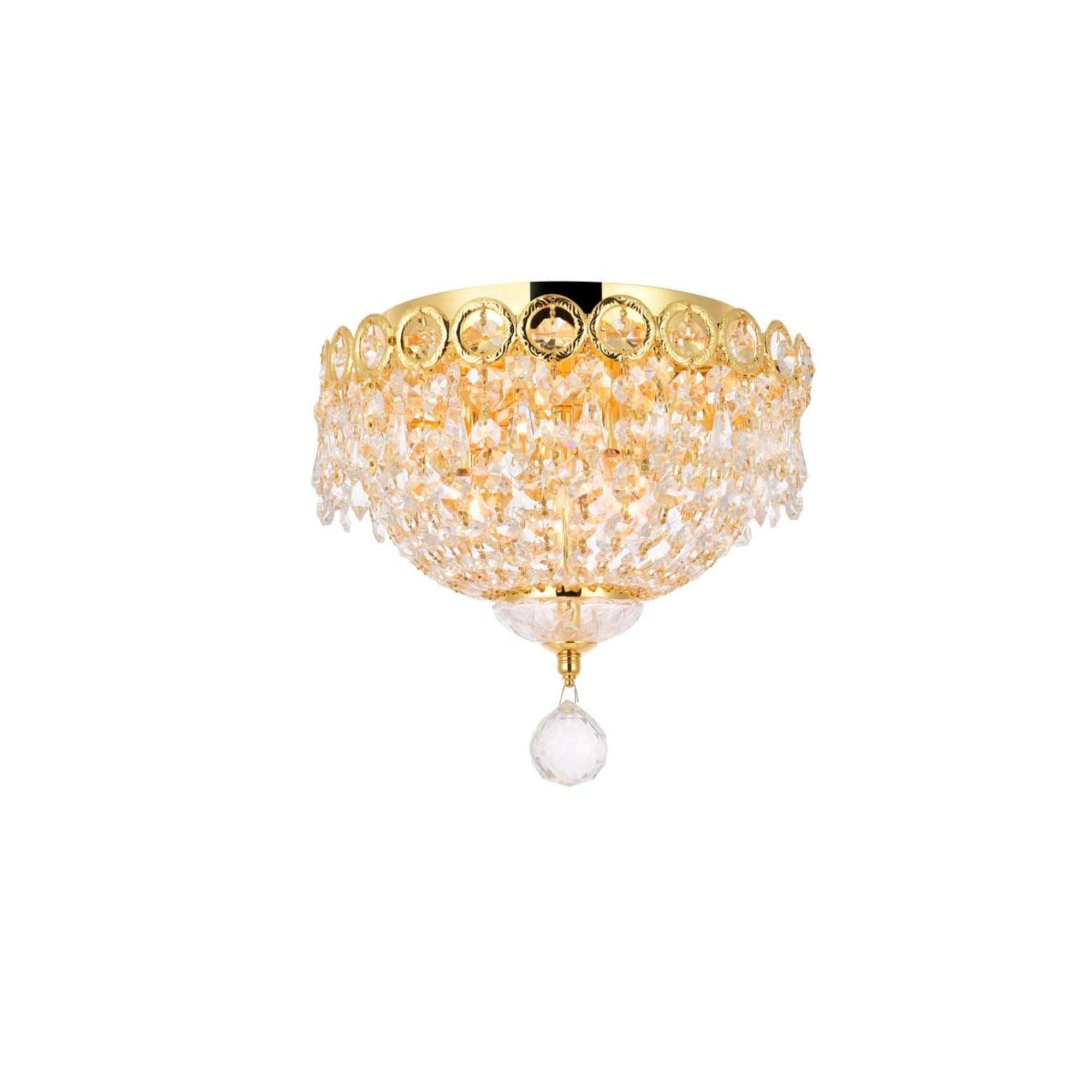 Elegant Lighting Century - Three Light Flush Mount-Gold Finish-Royal Cut Crystal Type