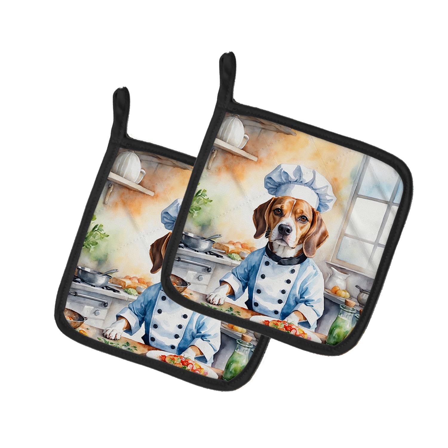 Beagle The Chef Pair of Pot Holders