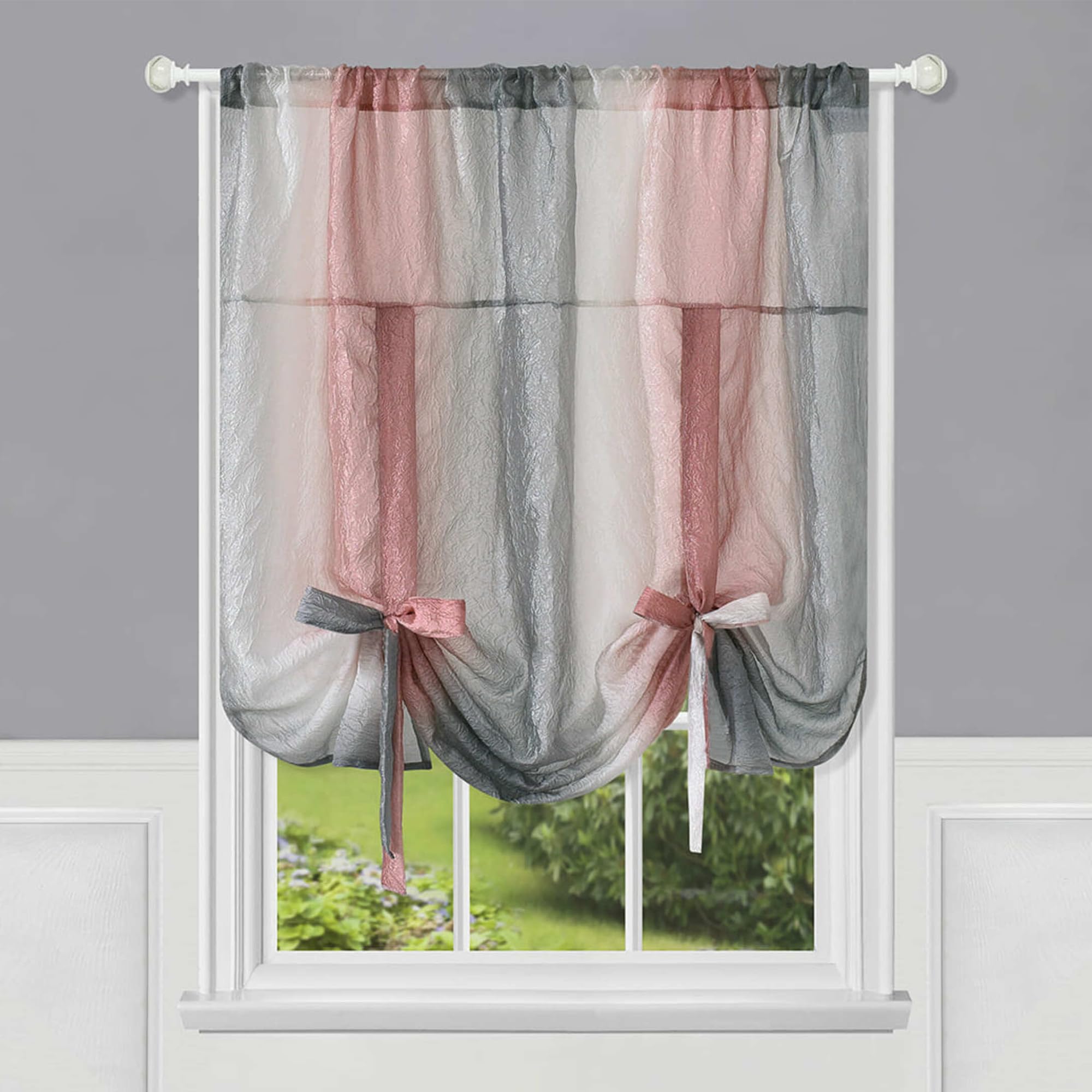 Ombre Window Curtain Tie Up Shade 50x63 - Blush