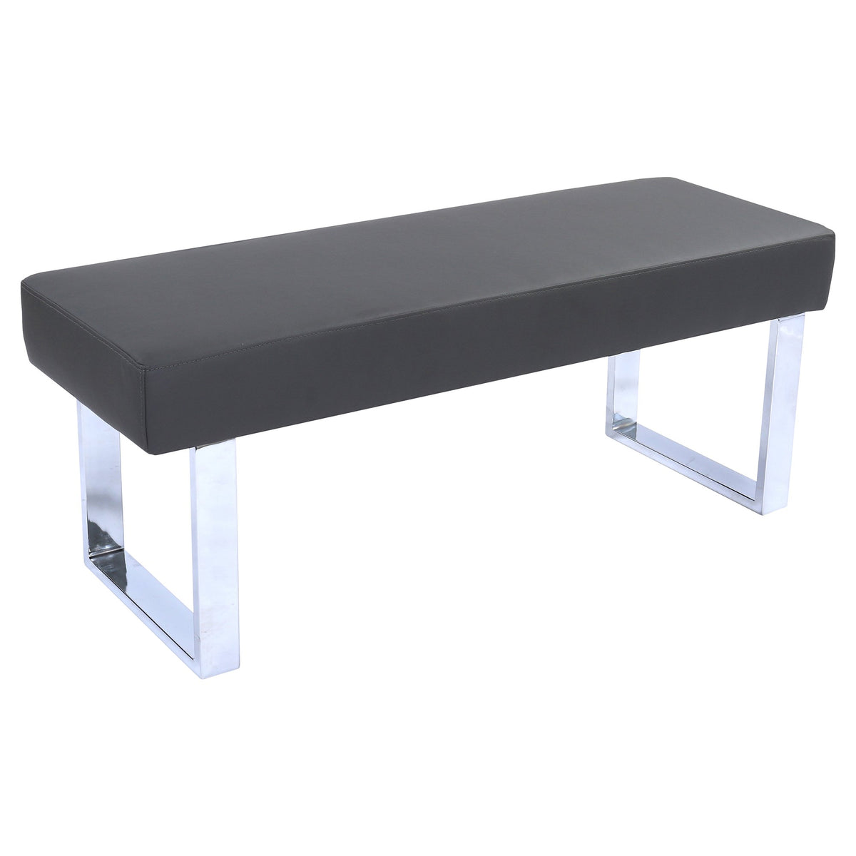 Casafoyer Amanda Contemporary Dining Bench|Gray Faux Leather & Chrome Finish|Stylish & |Ideal For Dining Room, Living Room, Bedroom|1-Year Warranty
