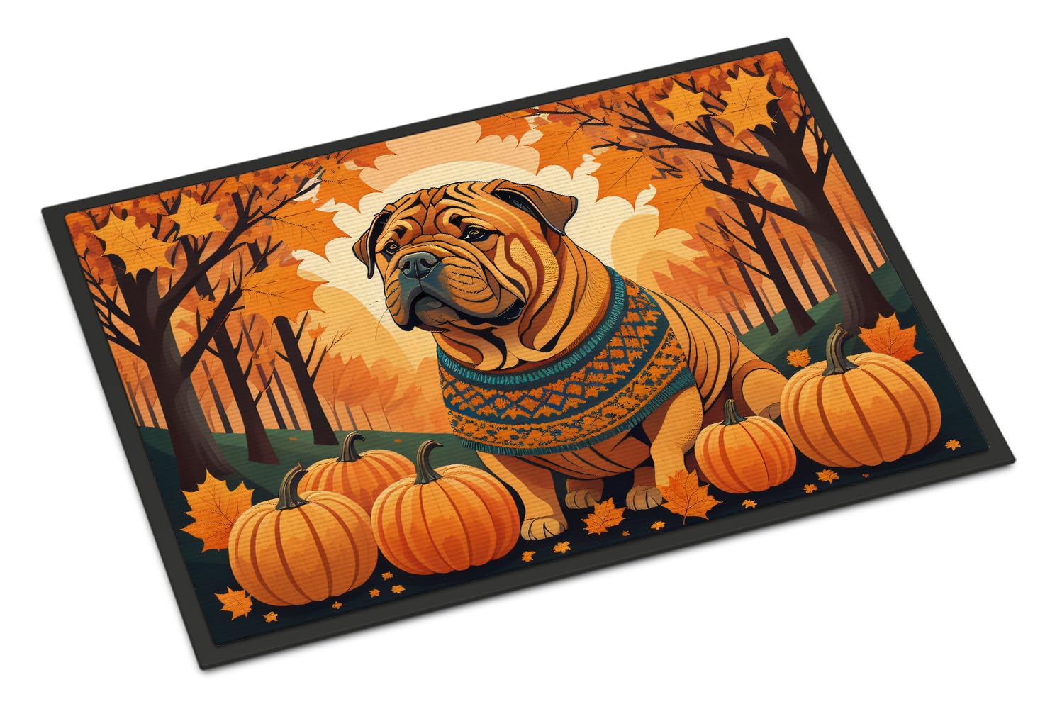 Carolines Treasures DAC1070JMAT Shar Pei Fall Indoor or Outdoor Mat 24x36 Front Door Mat Indoor Outdoor Rugs for Entryway, Non Slip Washable Low Pile, 24H X 36W