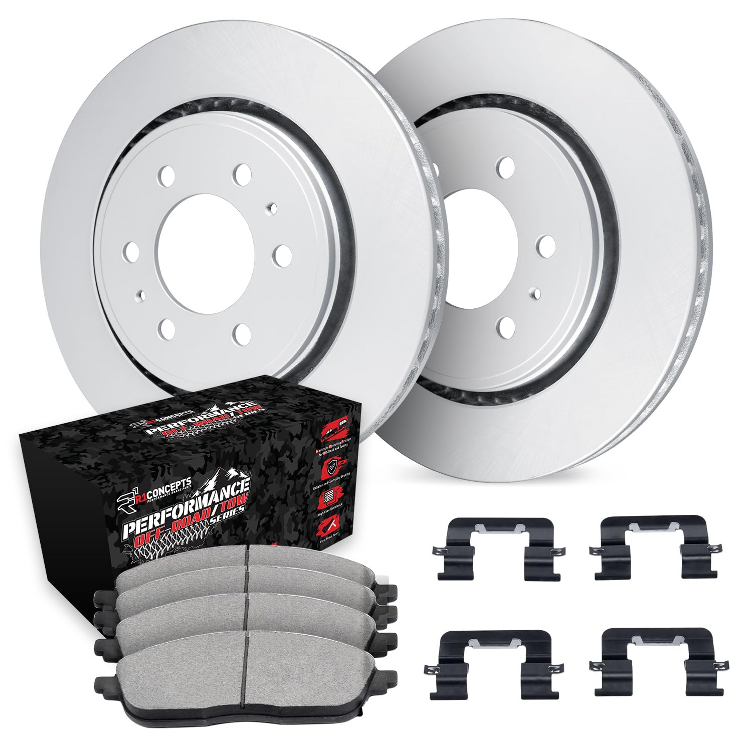 R1 Concepts Carbon Coated Disc Brake Rotor Set with Off-Road/Tow Brake Pads and Hardware WDVH1-54076