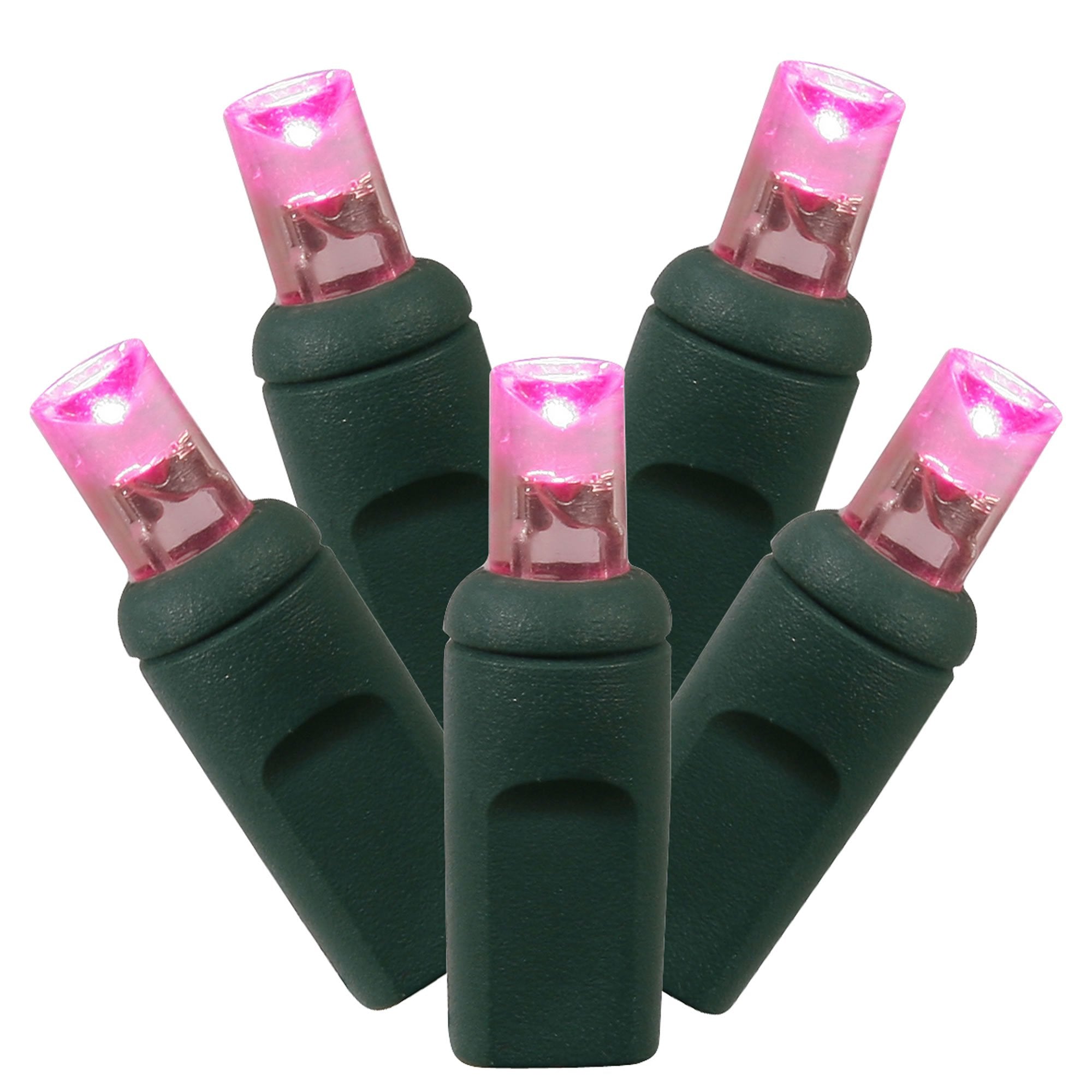 Casafoyer  50 Pink Twinkle Wide Angle LED Light on Green Wire 25' Christmas Light Strand - (Pack Of 2)