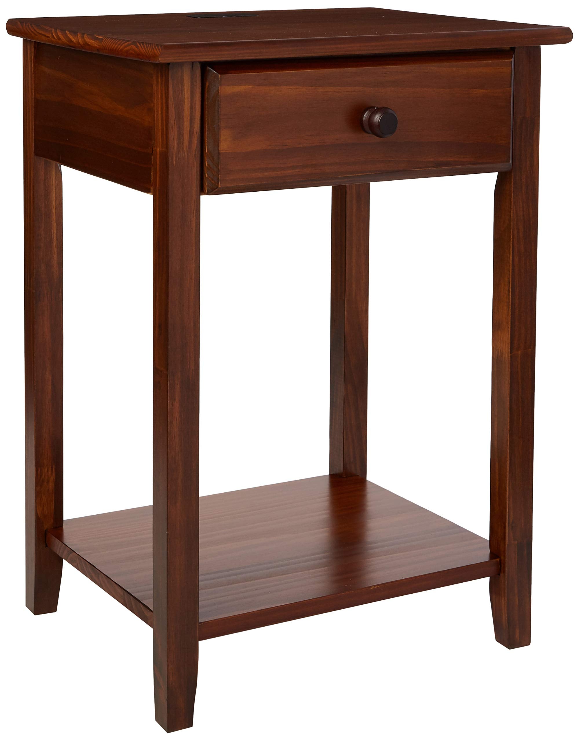 Night Owl Nightstand with USB Port-Warm Brown