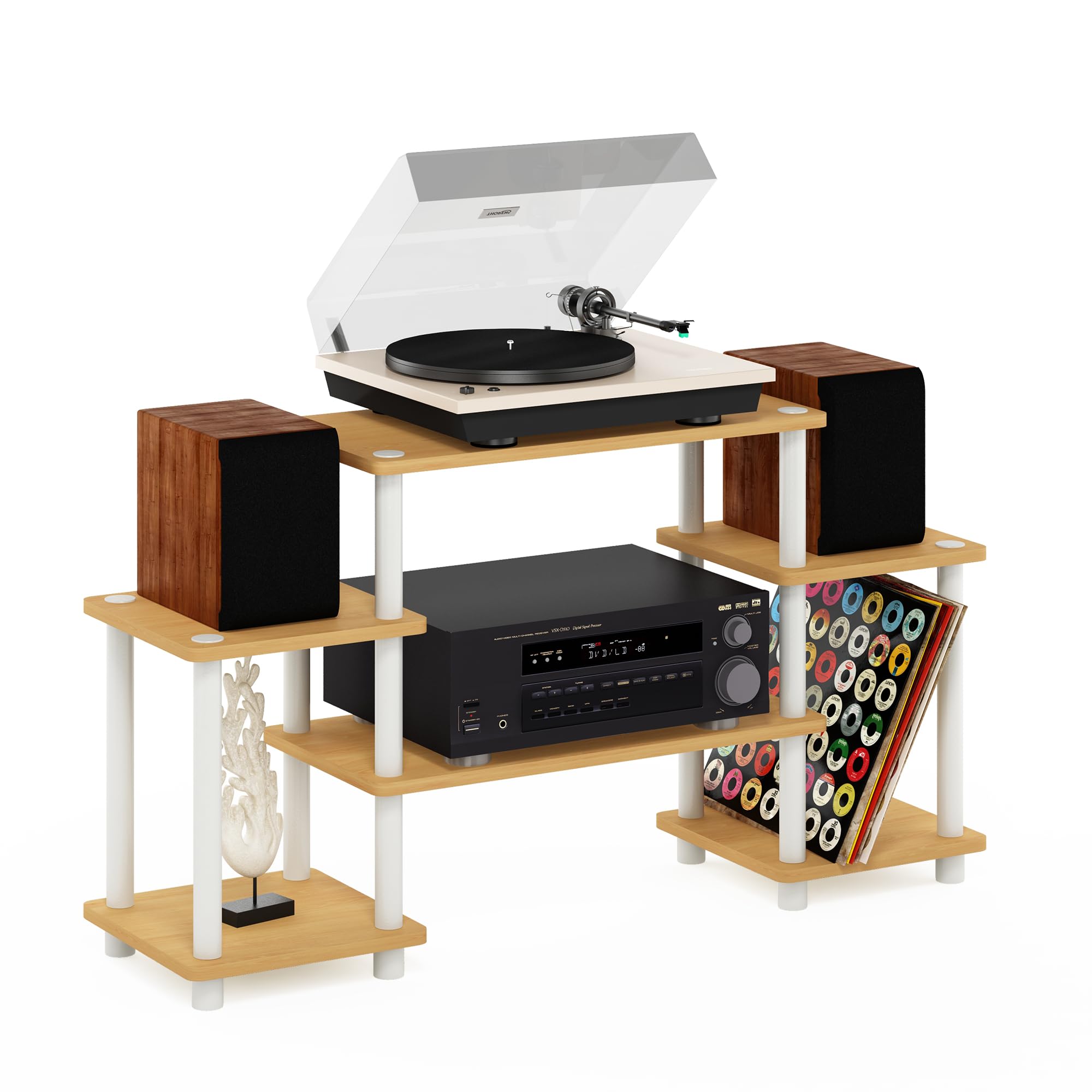 Furinno 11257BE/WH Turn-N-Tube No Tools Entertainment Center, Beech/White