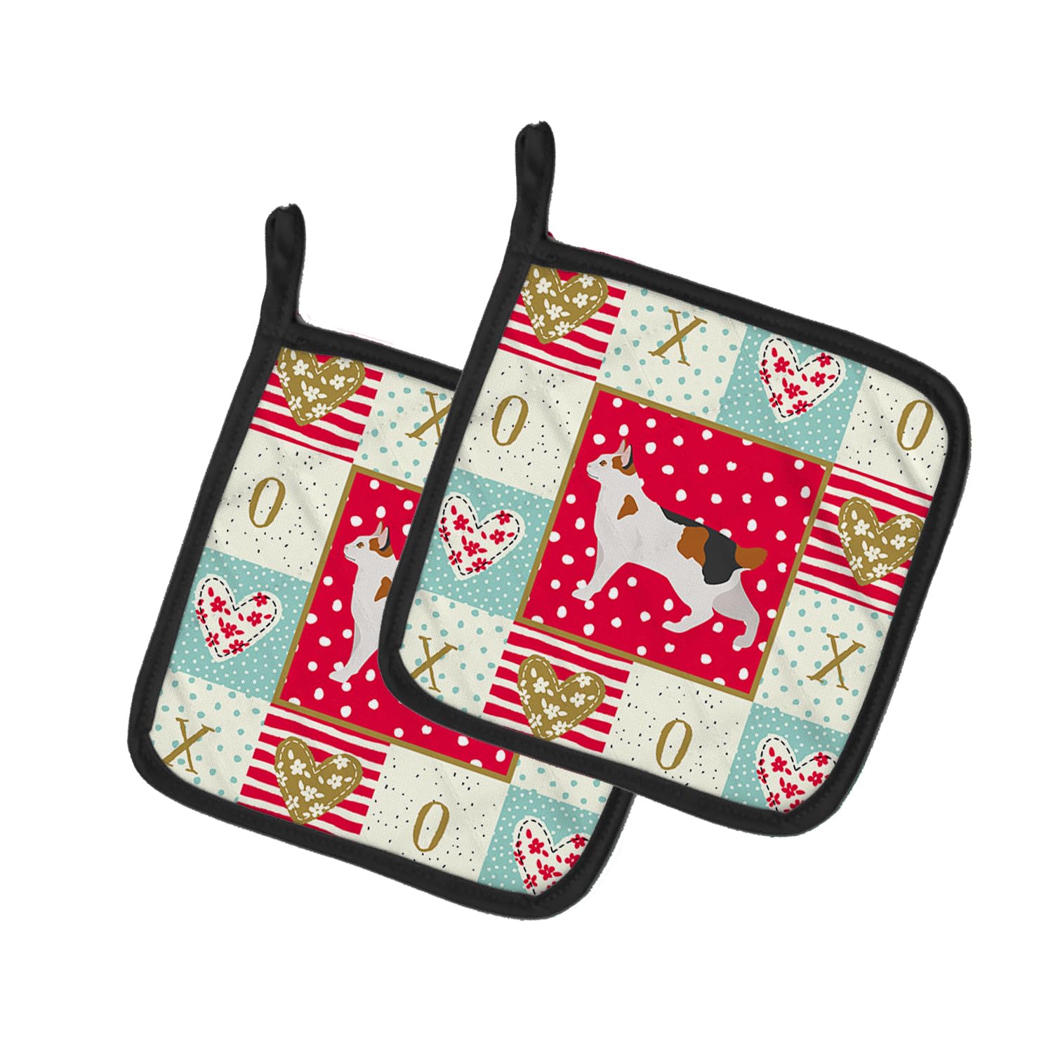 Korean Bobtail Cat Love Pair of Pot Holders