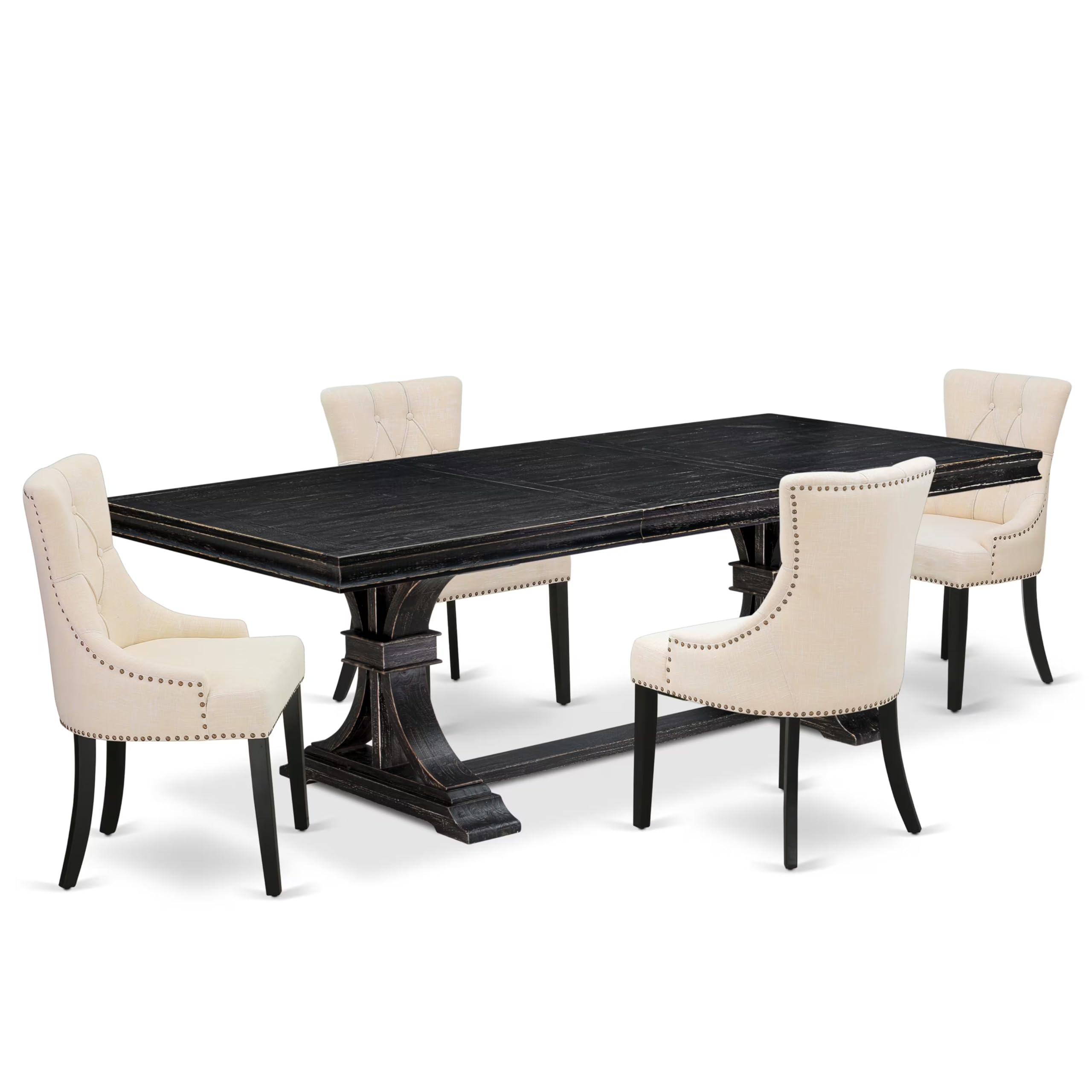 5 piece kitchen set a kitchen table and 4 parson chairs & black legs