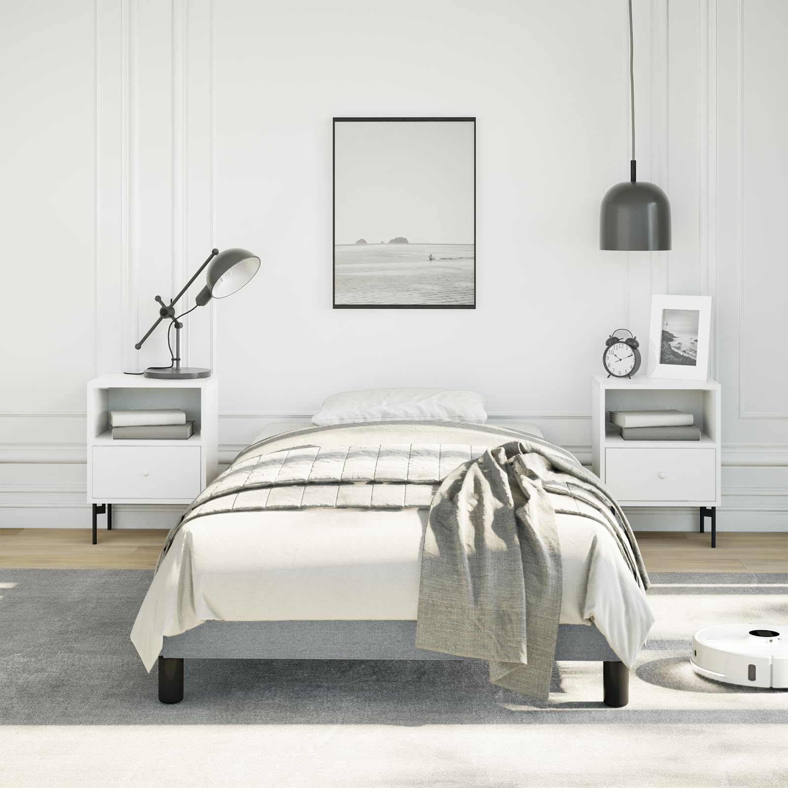 vidaXL Bed Frame Light Gray 39.4x79.9??Twin XL Fabric