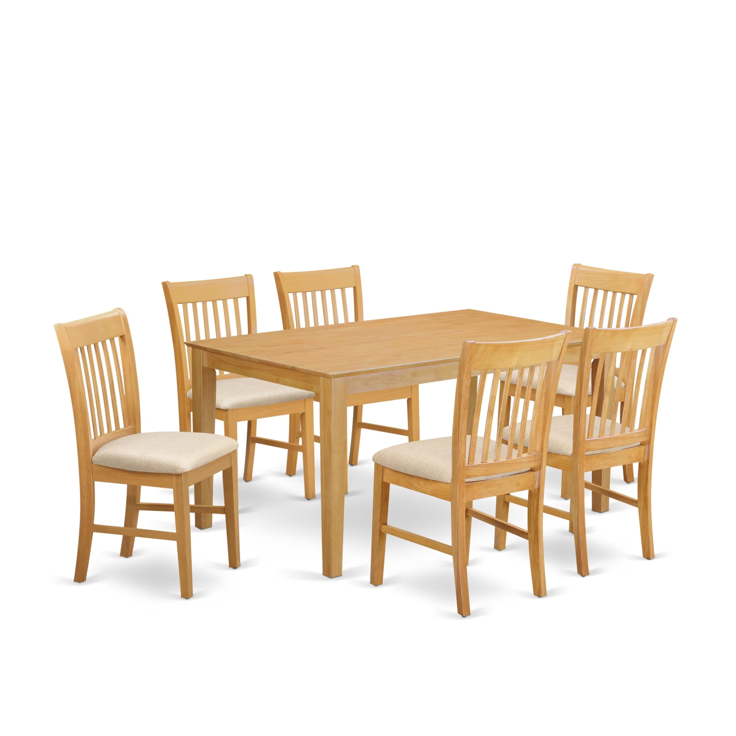 CANO7-OAK-C 7 PC Small Kitchen Table set - Dining Table and 6 Dining Chairs