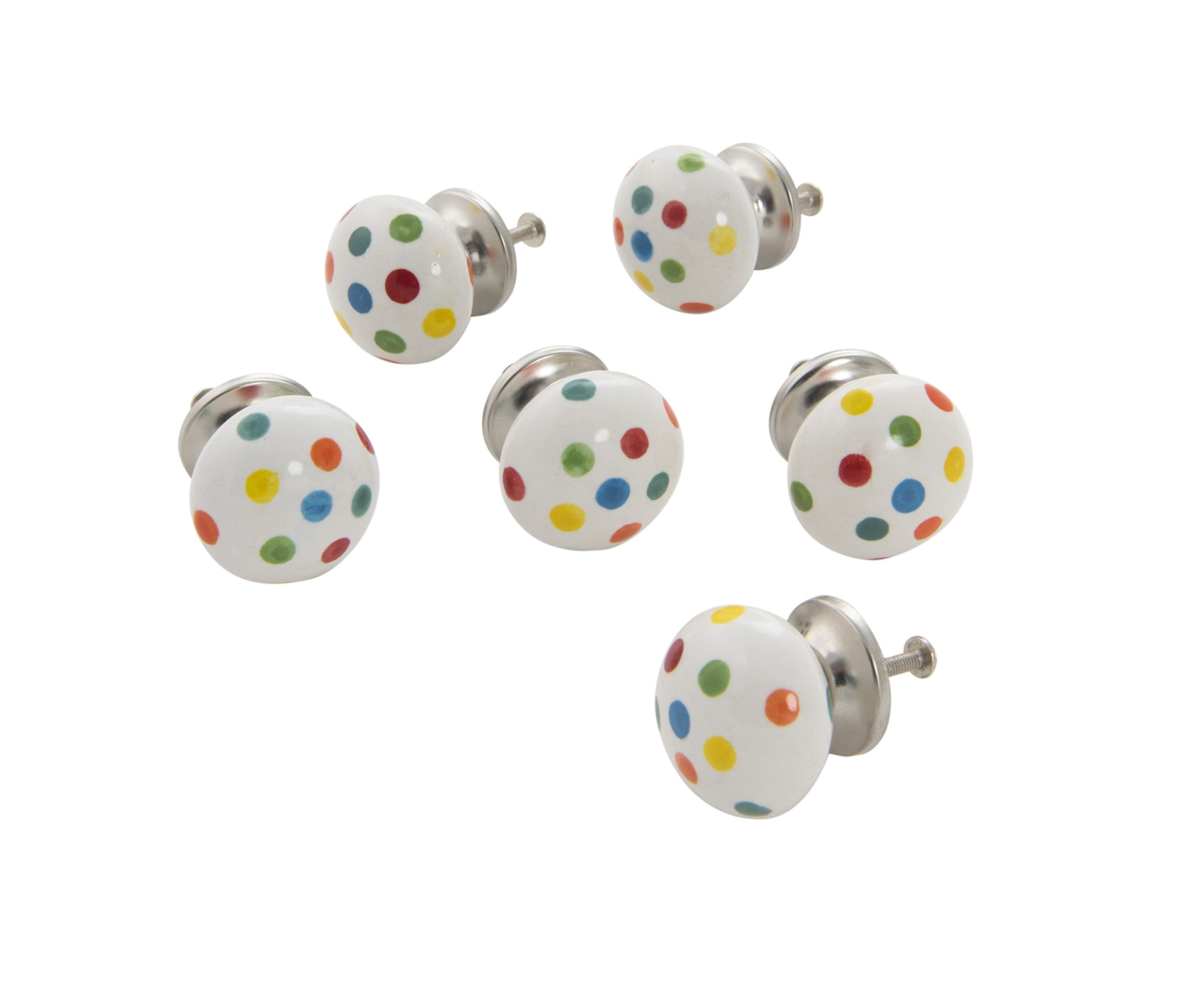 Dritz Home 47029A Ceramic Polka Dot Ball Knob, Multi Color (6-Piece)