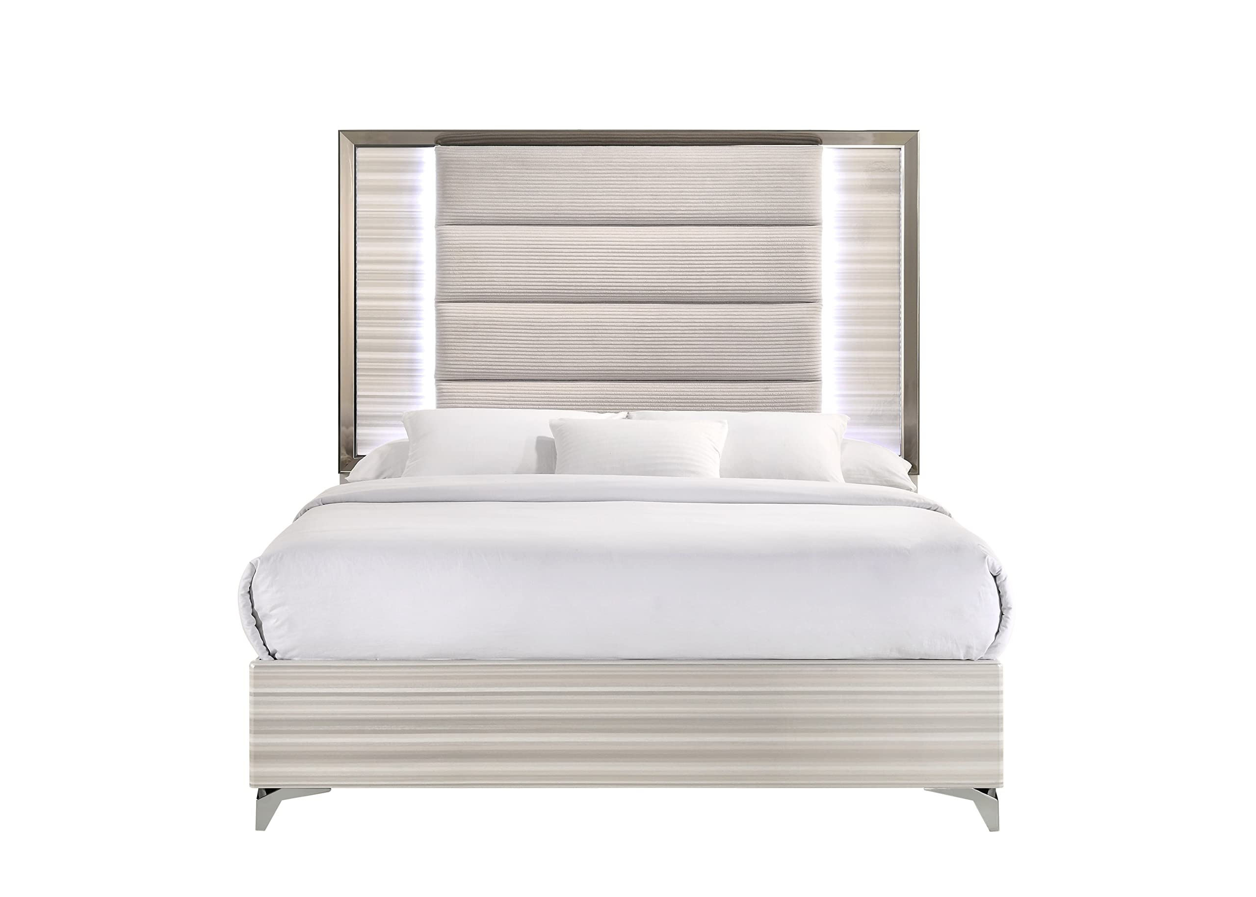 ZAMBRANO WHITE QUEEN BED WITH LED