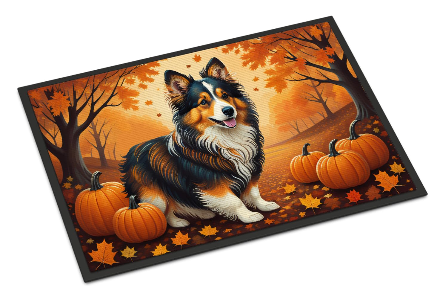 Carolines Treasures DAC1071MAT Sheltie Fall Doormat 18x27 Front Door Mat Indoor Outdoor Rugs for Entryway, Non Slip Washable Low Pile, 18H X 27W