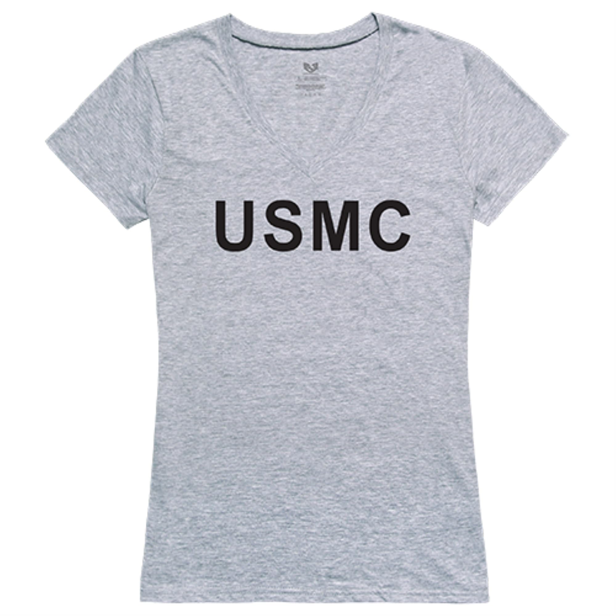 Graphic V-Neck, USMC, H.Grey, XL