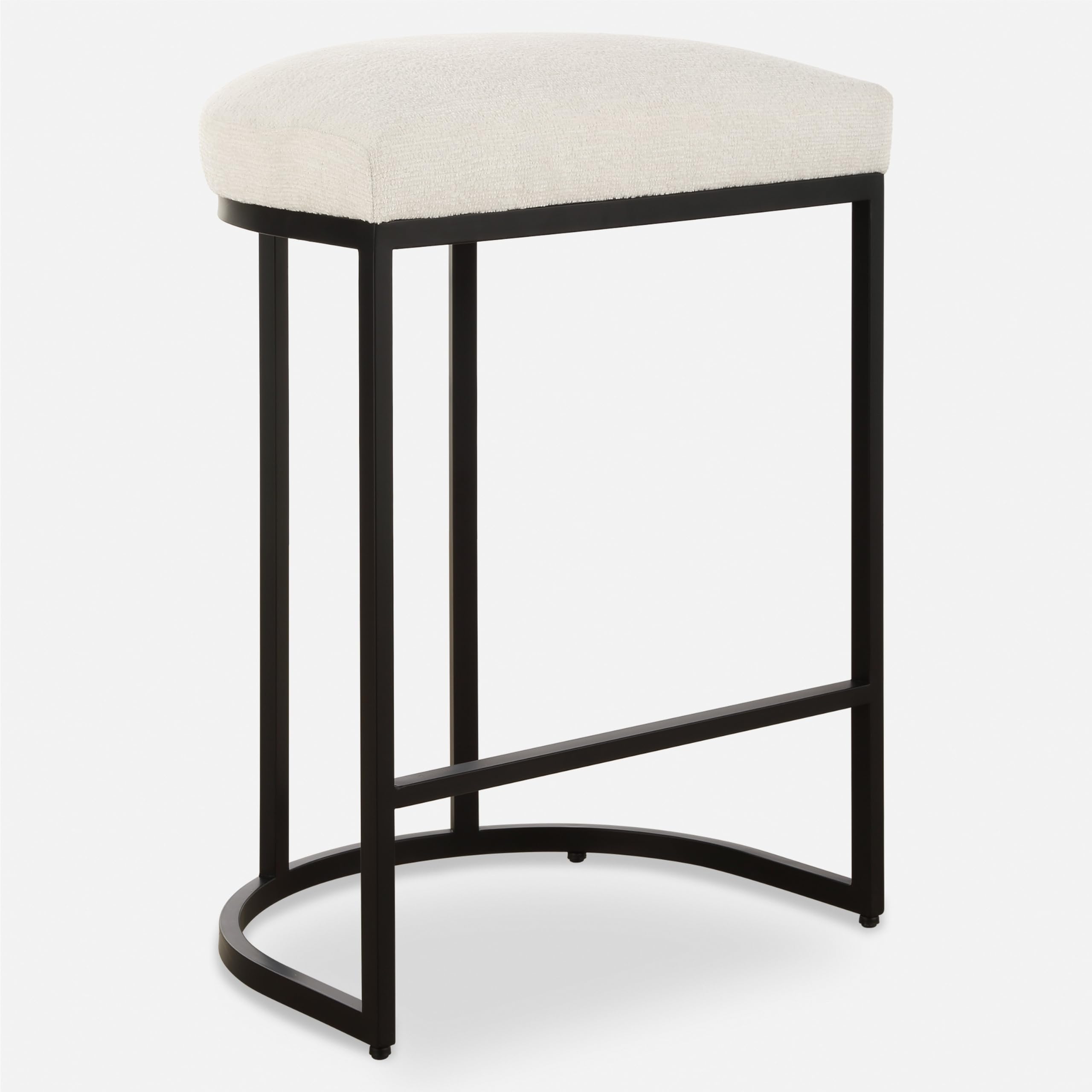 Gyn Counter Height Stool, White Performance Fabric, Black Cantilever Base