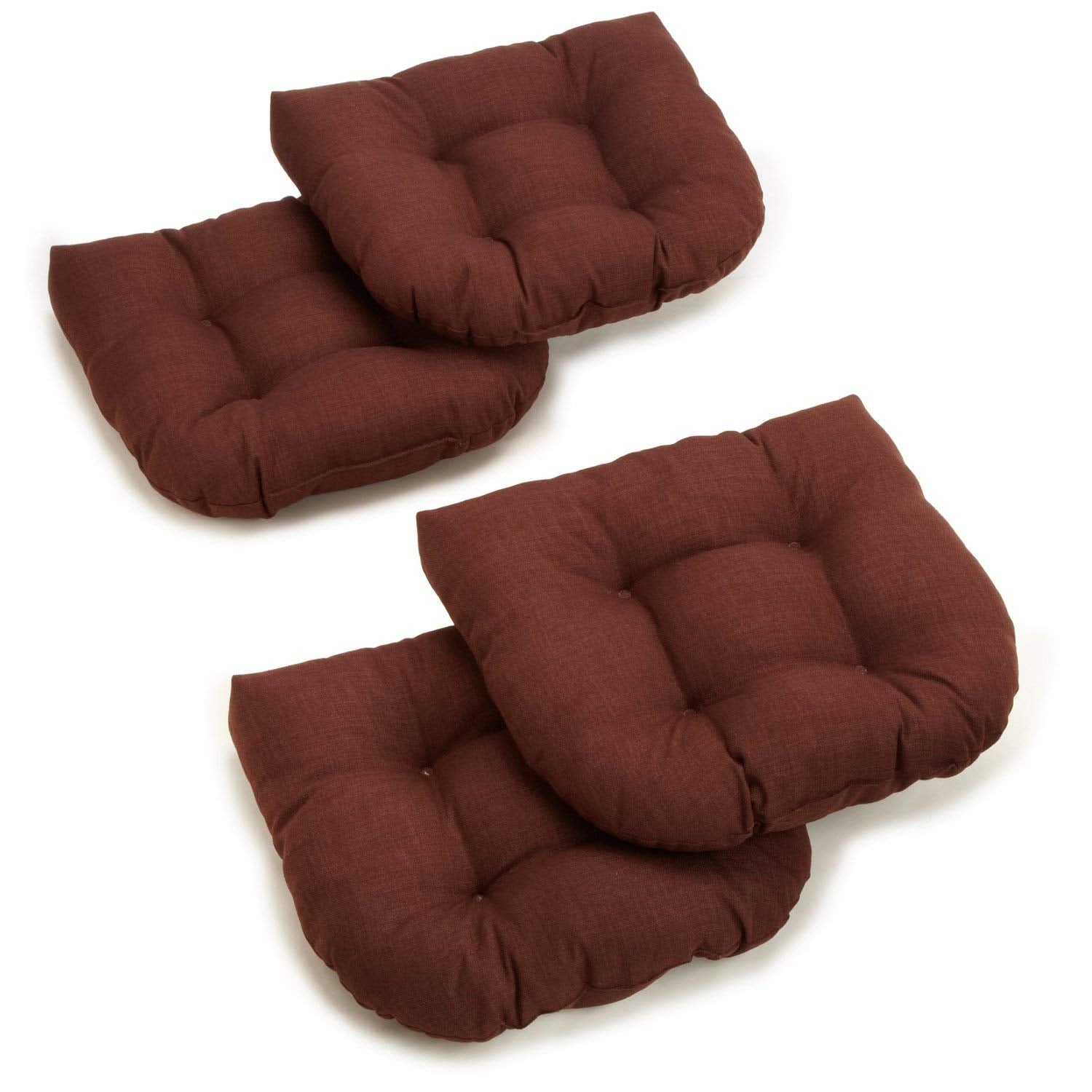 19-inch U-Shaped Spun Polyester Outdoor Tufted Dining Chair Cushions (Set of 4) - Cocoa