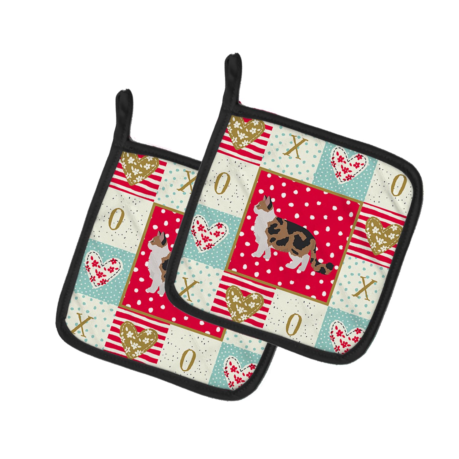 Ragamuffin #2 Cat Love Pair of Pot Holders