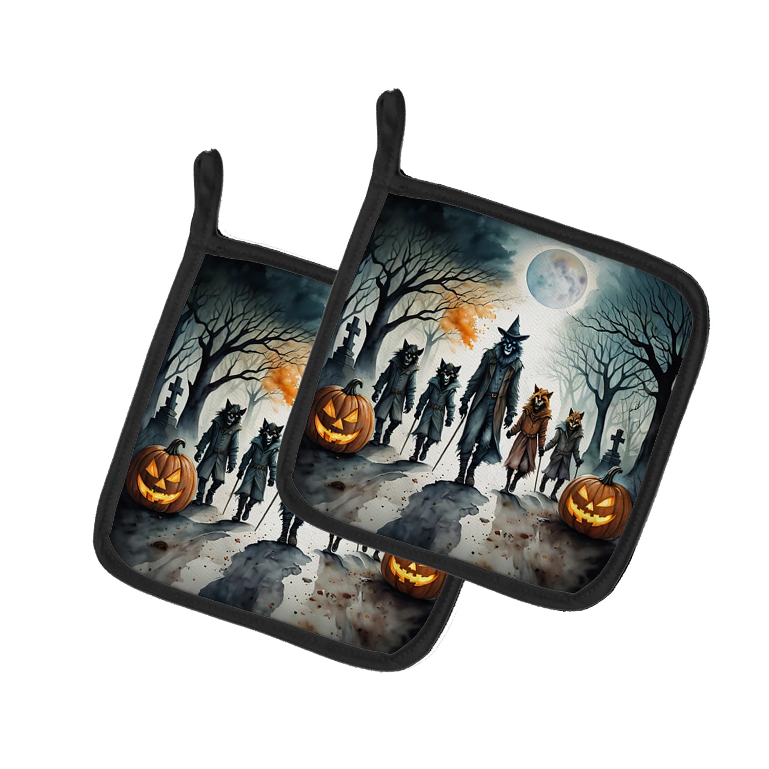 Werewolves Spooky Halloween Pair of Pot Holders
