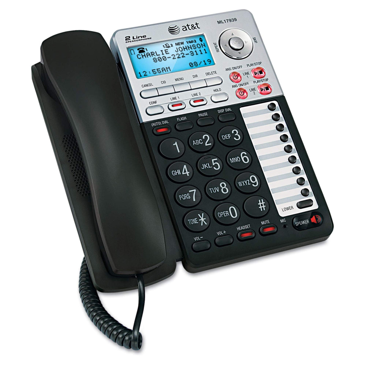 At&T 17939 2-Line Corded Speakerphone With Caller Id & Digital Answering System