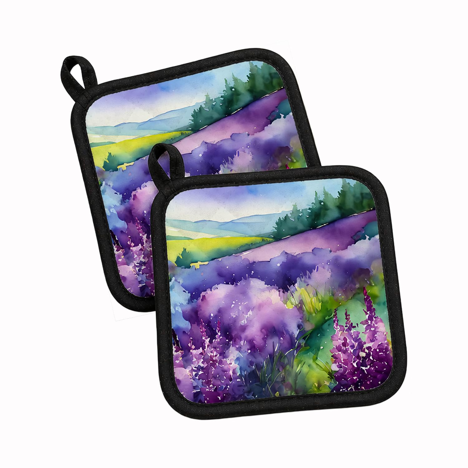 Carolines Treasures New Hampshire Purple Lilac in Watercolor Pair of Pot Holders Kitchen Heat Resistant Pot Holders Sets Oven Hot Pads for Cooking Baking BBQ, 7 1/2 x 7 1/2