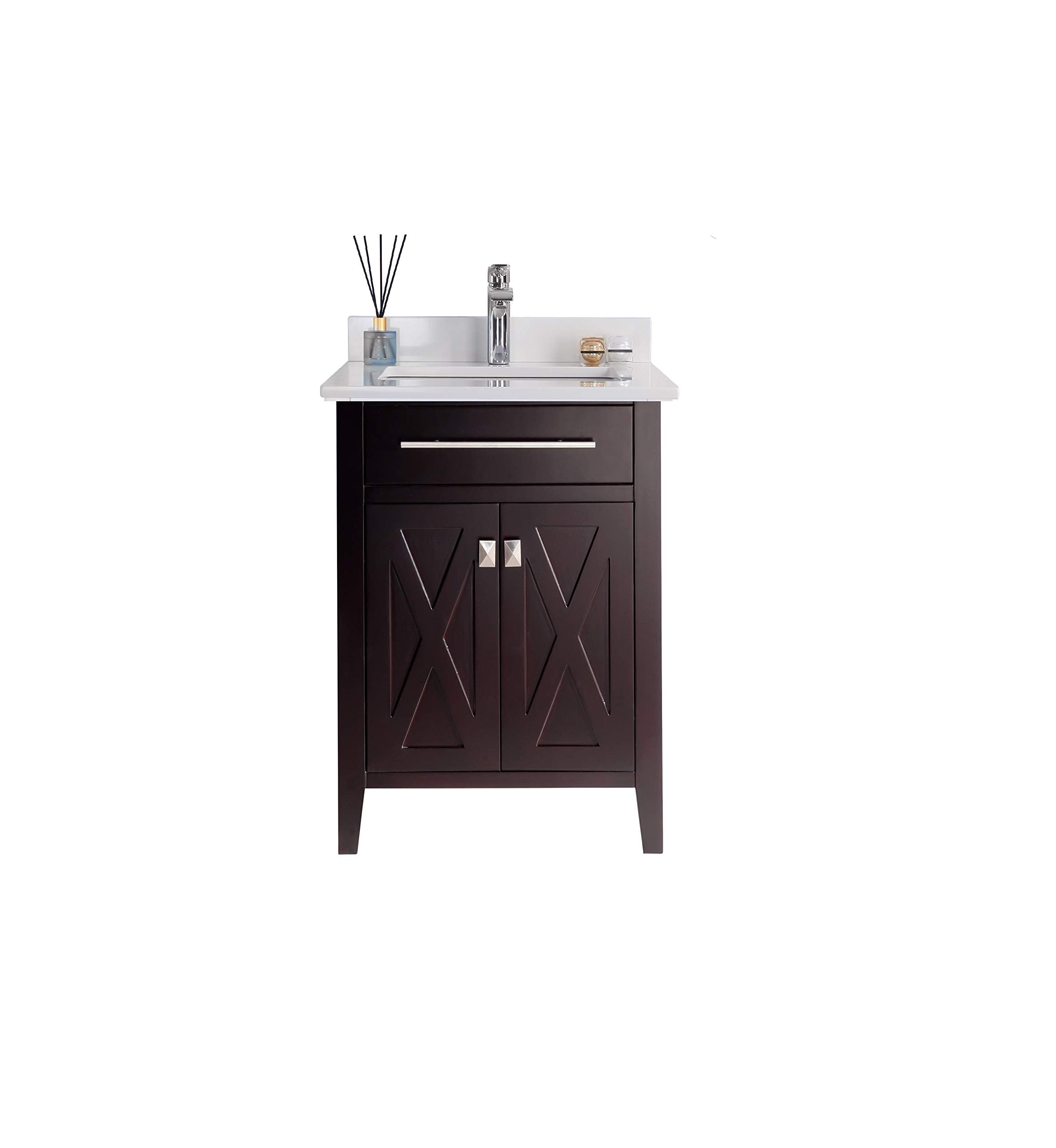 Wimbledon - 24 - Brown Cabinet + White Quartz Countertop