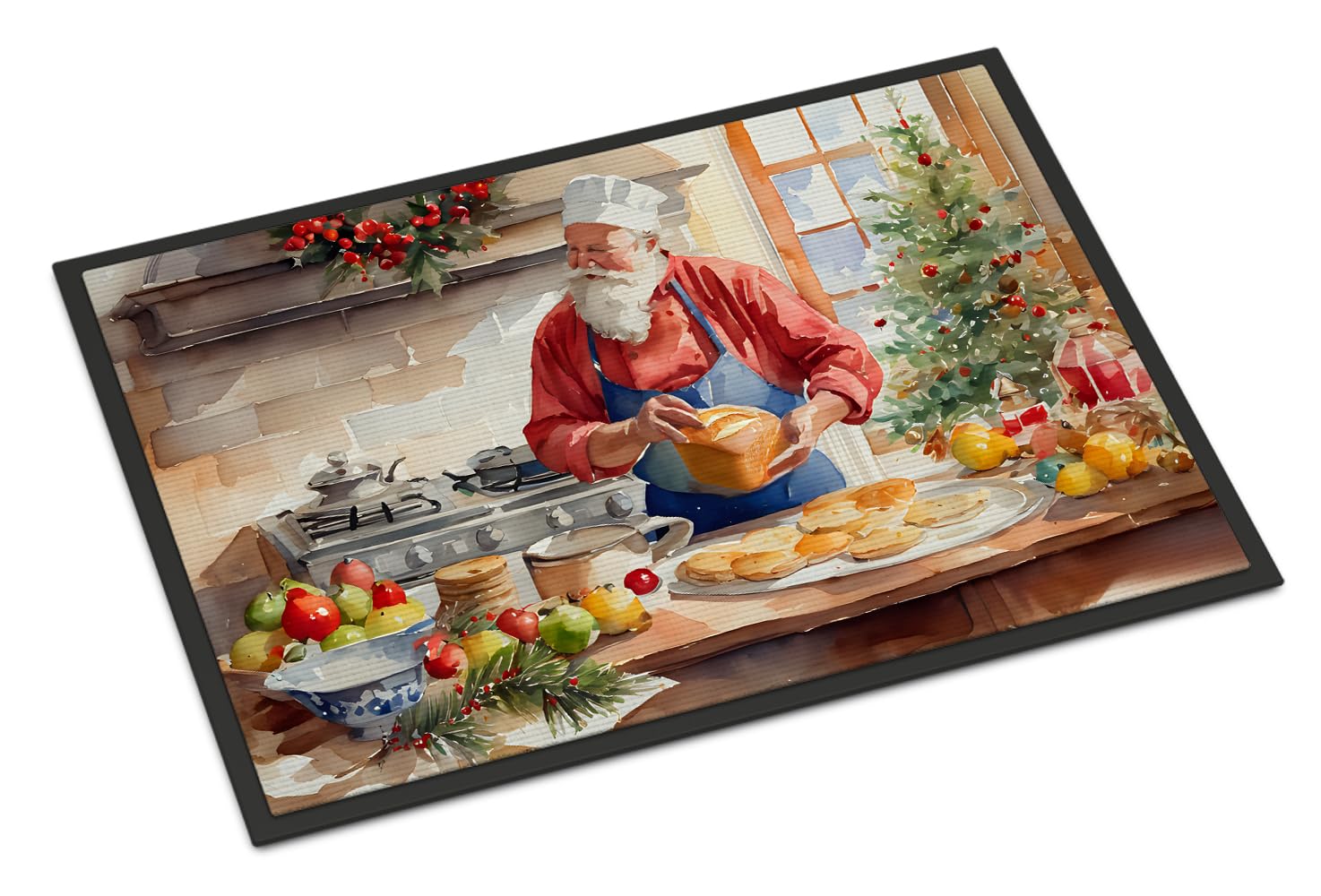 Carolines Treasures DAC3319MAT Cookies with Santa Claus Weihnachtsmann Doormat Front Door Mat Indoor Outdoor Rugs for Entryway, Non Slip Washable Low Pile, 18H X 27W